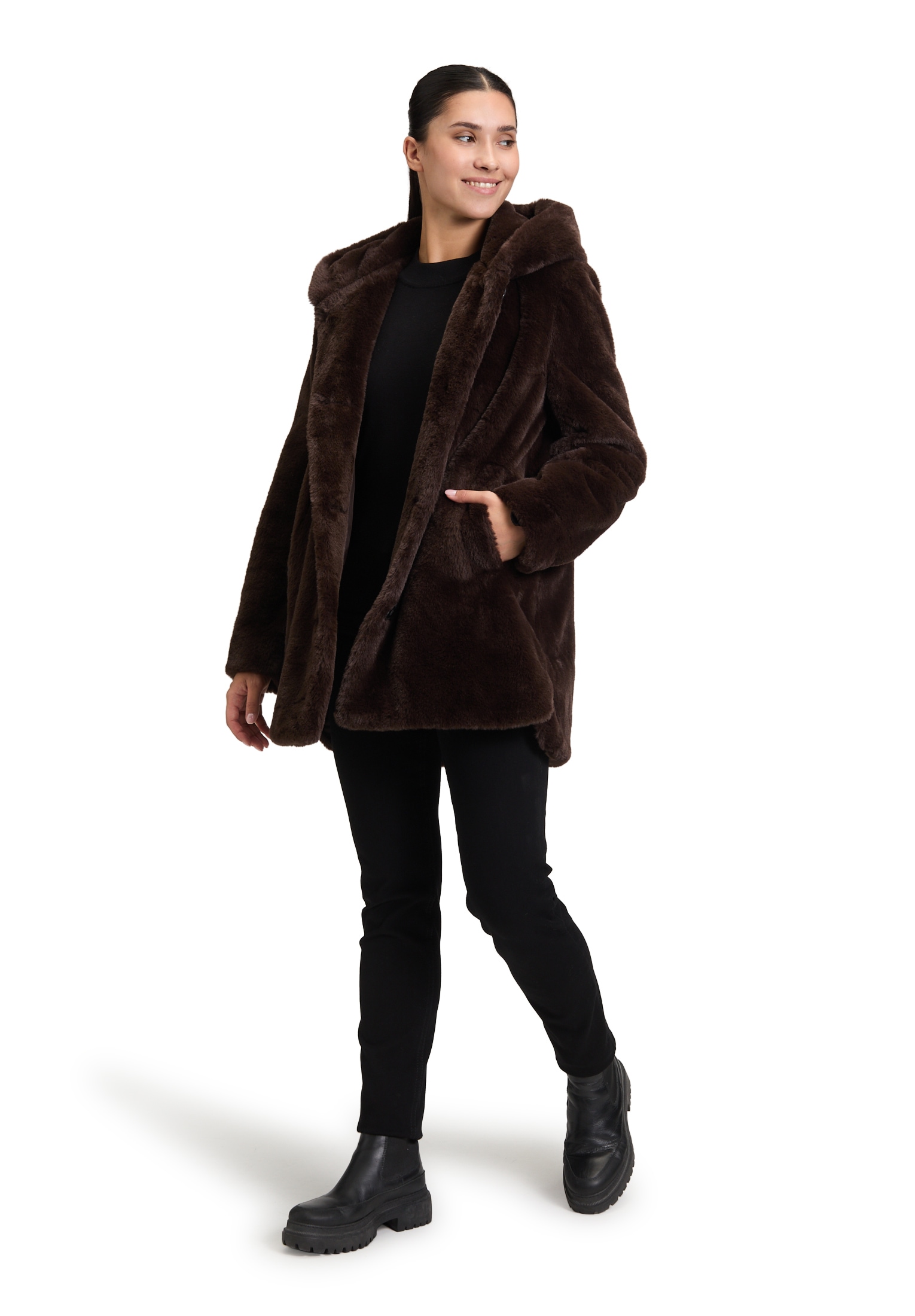 Betty Barclay Plüschjacke »Betty Barclay Damen Plüschjacke mit Kapuze«, mit Kapuze