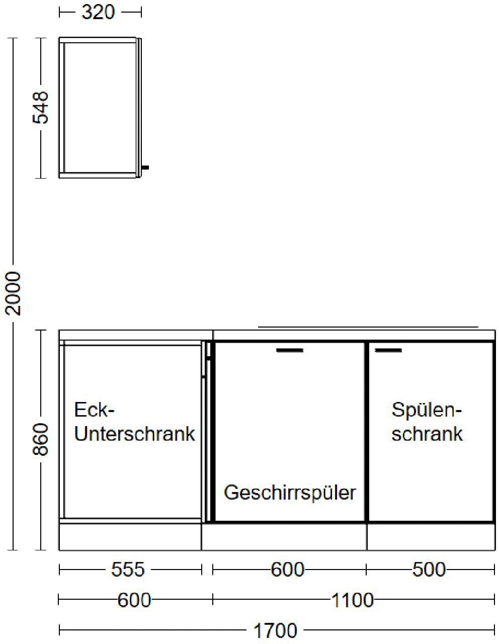 Flex-Well Küche »Riva«, wahlw. mit E-Geräten, Stellmaß 280x170 cm