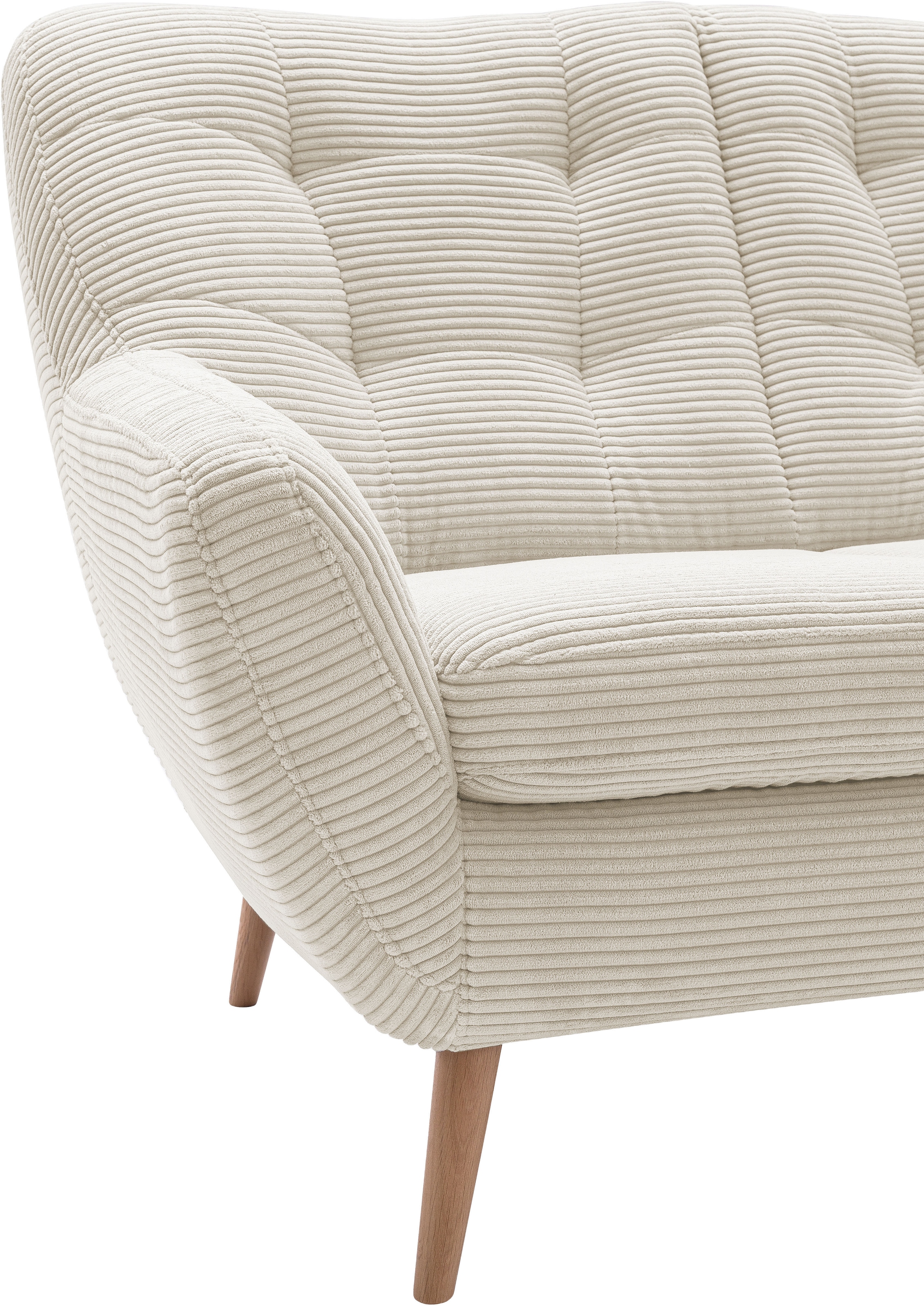 exxpo - sofa fashion 3-Sitzer »Scandi, bequem, aufwendige Rückenpolsterung für mehr Sitzkomfort«, aktuelle Farben in hochwertigen Bezugsqualitäten, Holzfuß