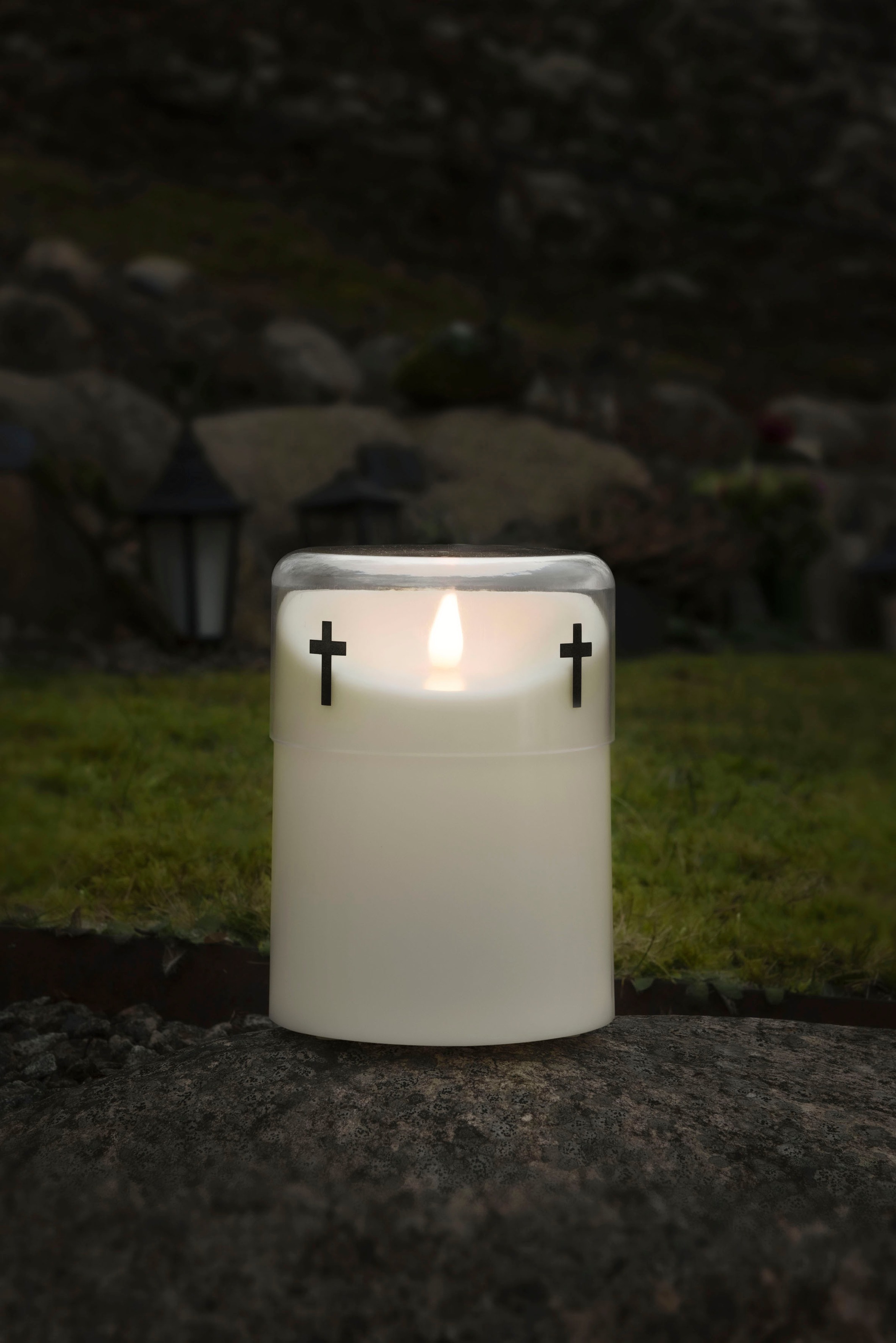 KONSTSMIDE Grabkerze »LED Gedenklicht, 1 warm weiße Diode, batteriebetrieben«, 8h Timer, 3D-Flamme