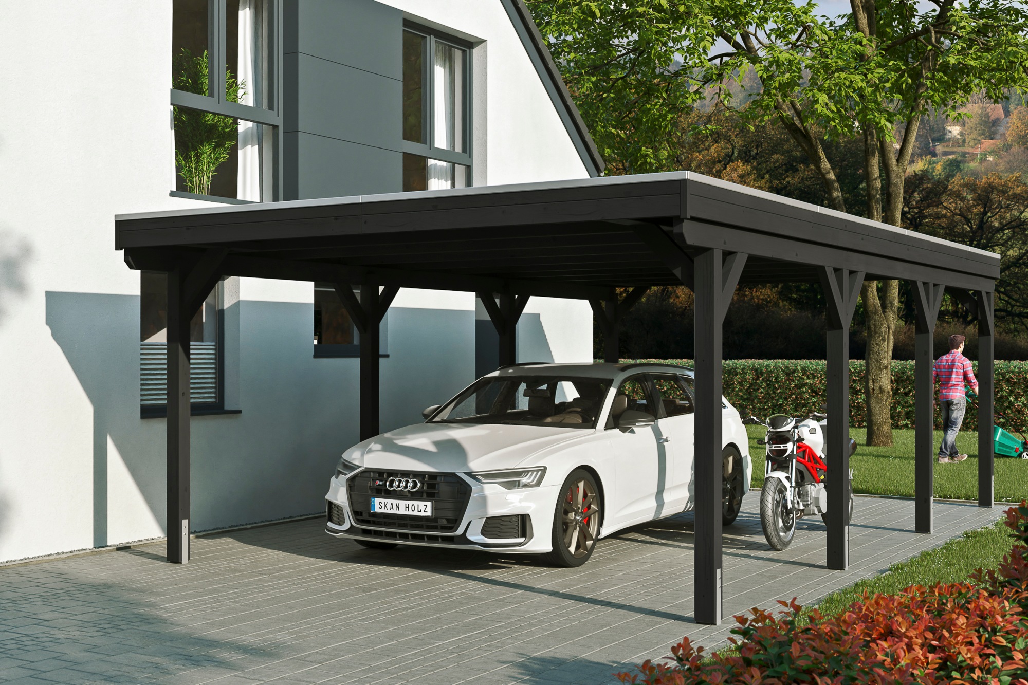 Skanholz Einzelcarport »Grunewald«, 395 cm, Anthrazit