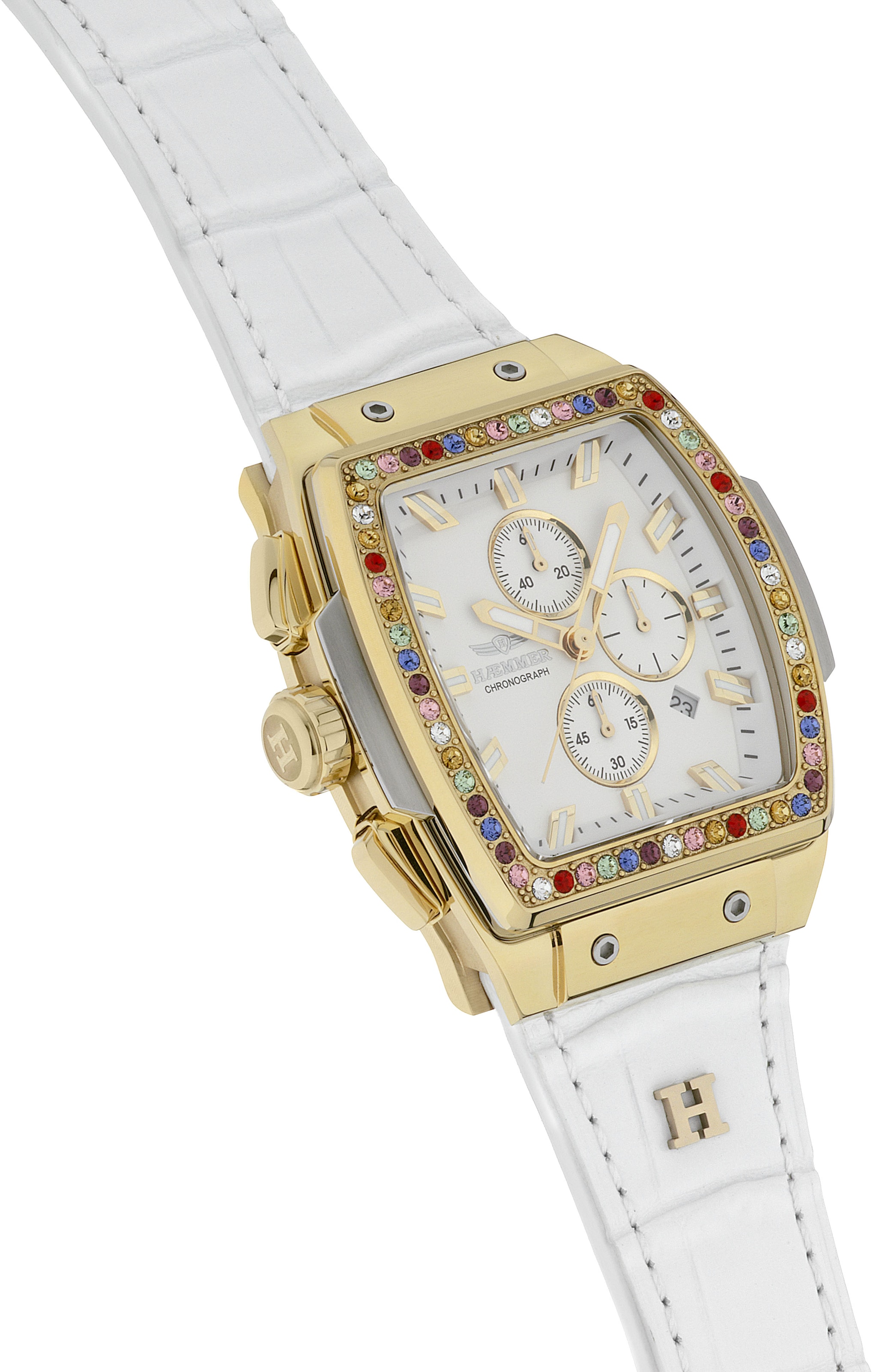 HAEMMER GERMANY Chronograph »TONNEAU«, Quarzuhr, Armbanduhr, Damenuhr, Lederarmband, verschraubte Krone, Tag