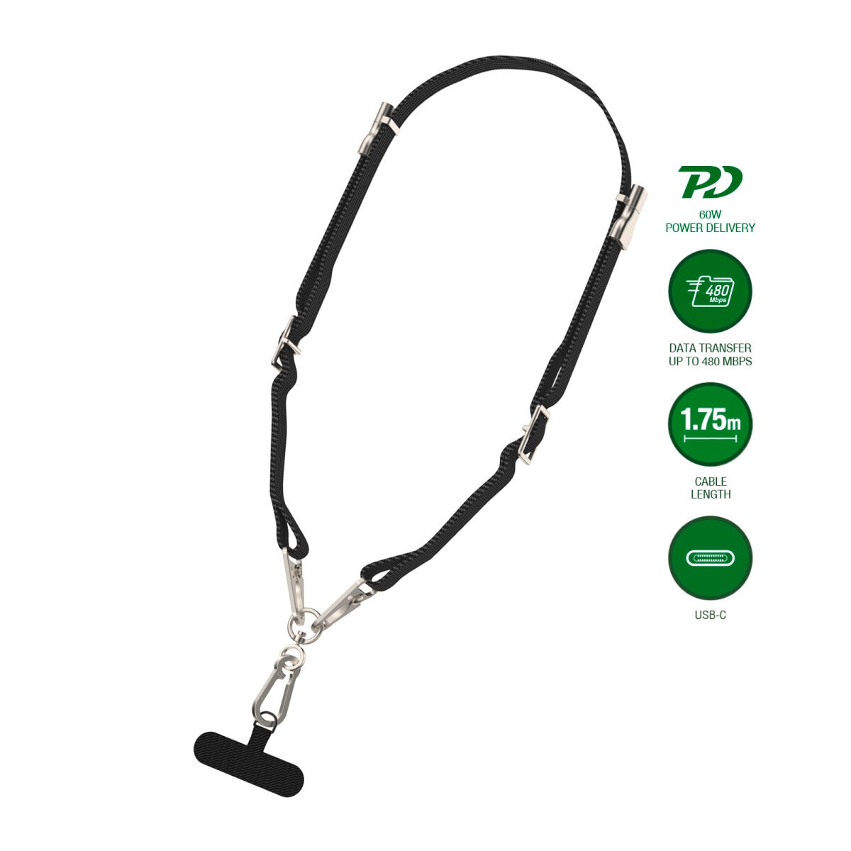 4smarts USB-Kabel »USB-C Handykette PowrCord«, USB-C, 175,00 cm
