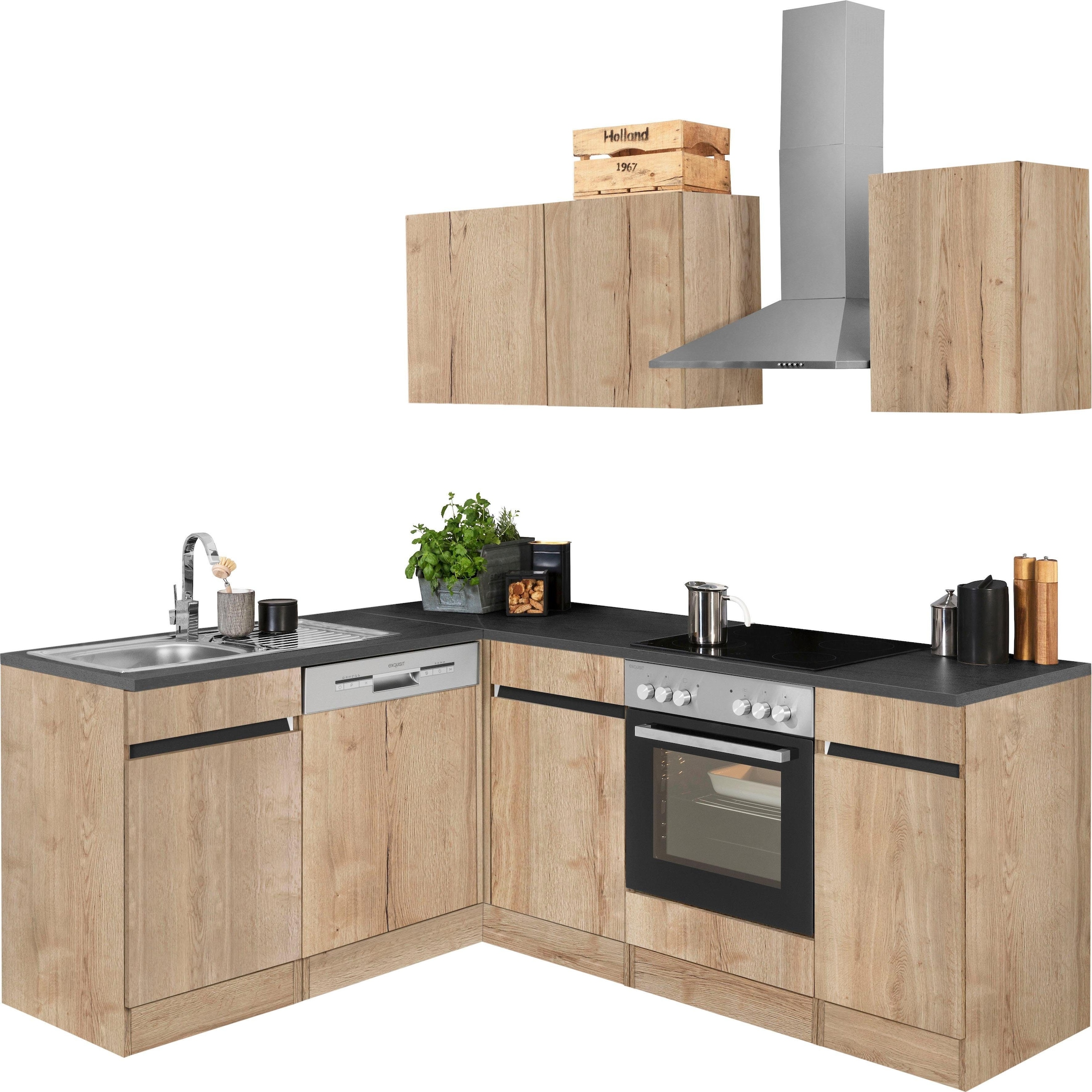OPTIFIT Küchenzeile "Roth" Stellmaße 210x175 cm,wahlweise mit E-Geräten, Push-to-Open-Funktion