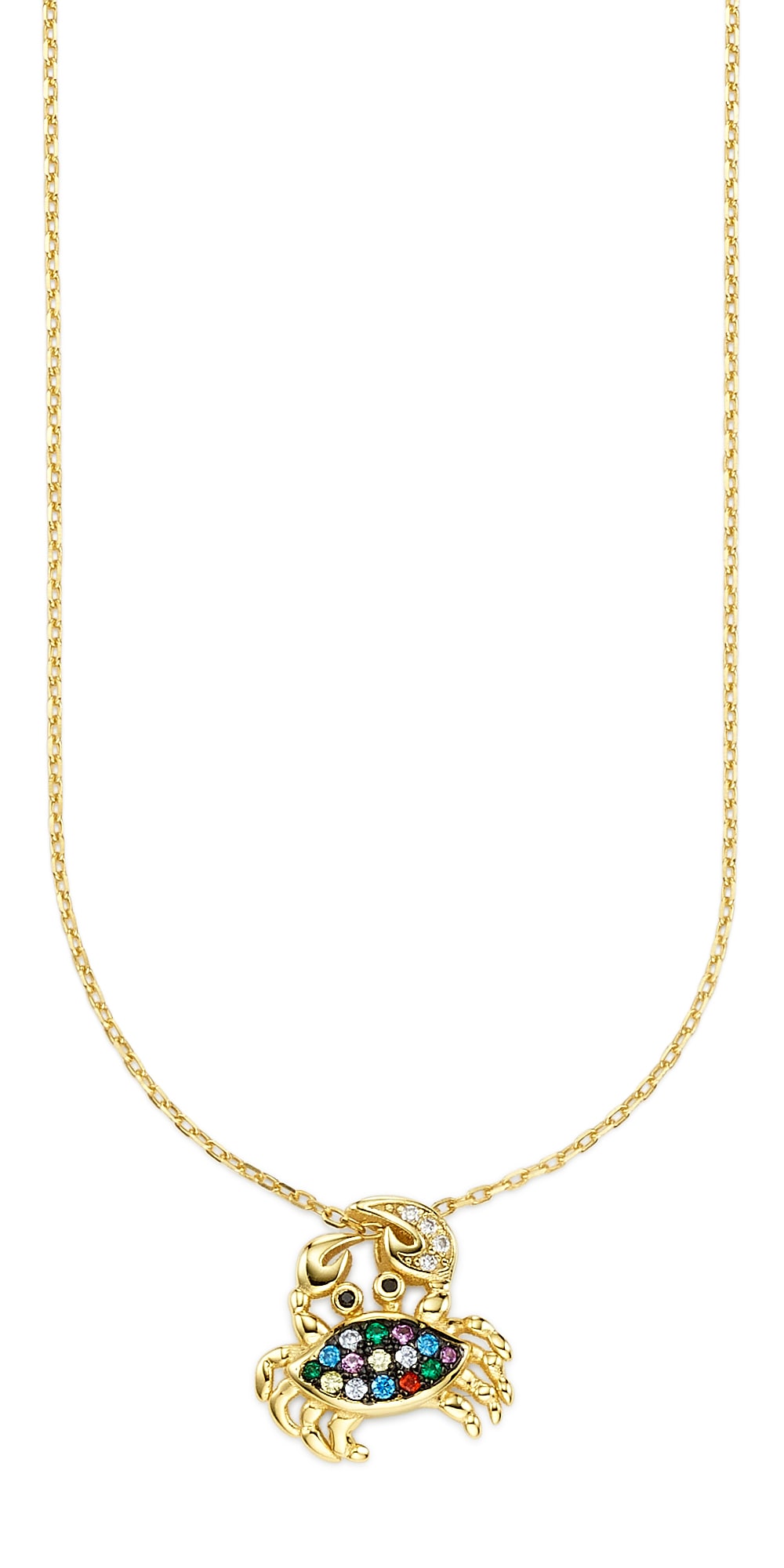Firetti Silver Necklace Yellow Gold Multicolor Crab 45cm