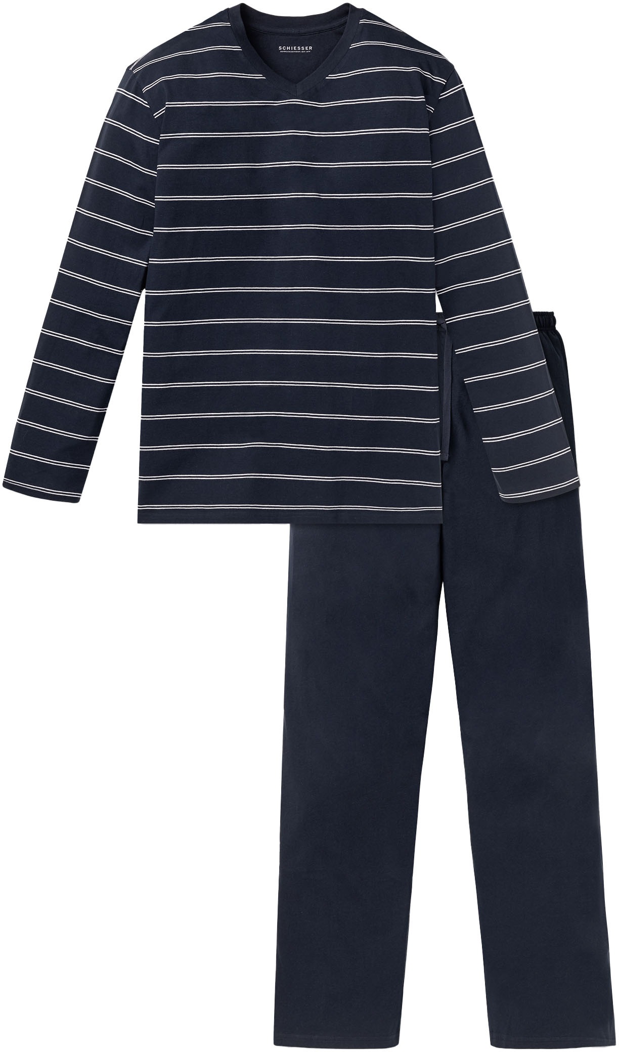 Schiesser Pyjama "selected premium inspiration", 2 Stk. mit V-Ausschnitt günstig online kaufen