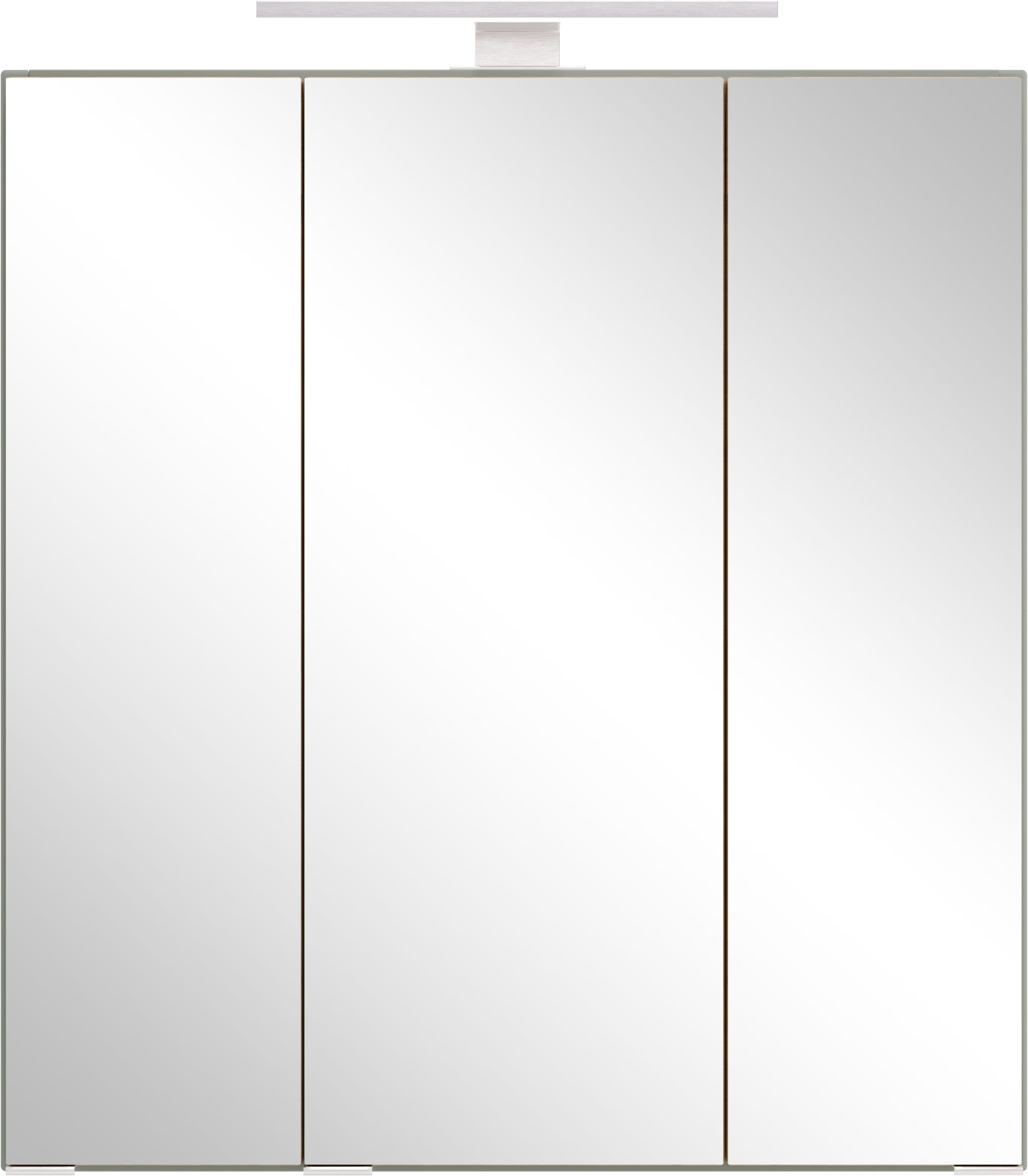 welltime Spiegelschrank "TRIENT, 3D-Spiegelschrank 60 cm, gedämpfte Scharniere" Schilfgrün/Wildeiche, gedämpfte Scharniere