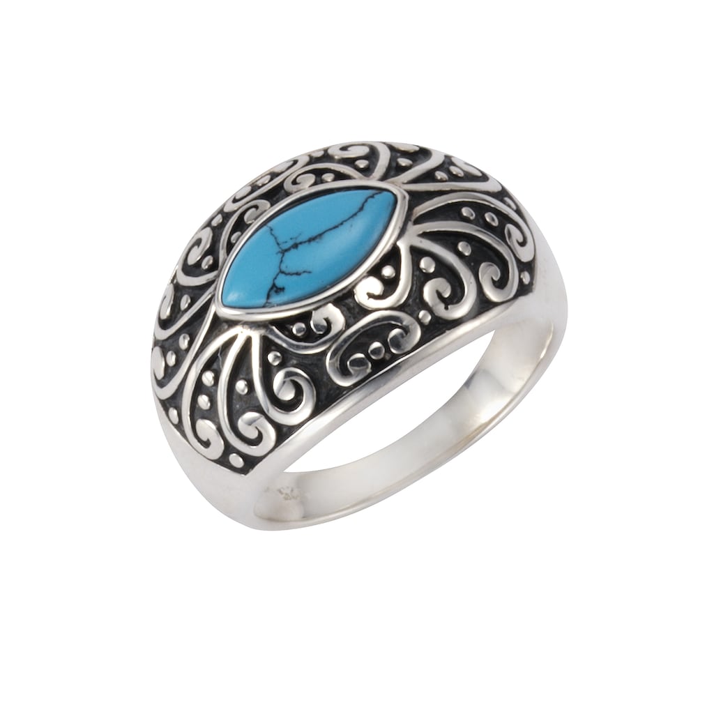 Zeeme Fingerring »925/- Sterling Silber oxidiert Türkis«