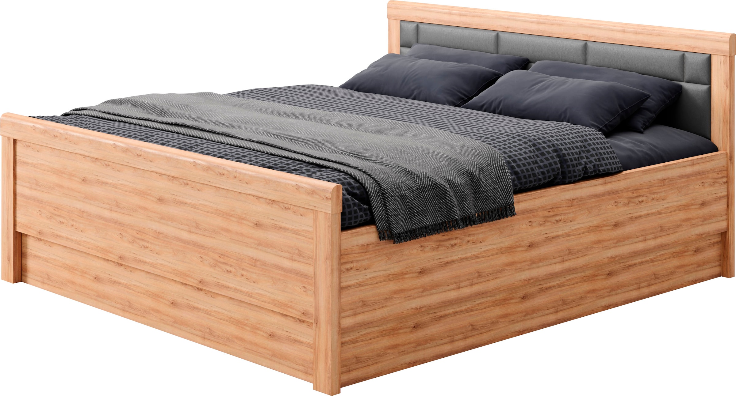 priess Einzelbett "Arnsberg Komfortbett mit flexibel höhenverstellbarer Liegefläche" gepolstertes Kopfteil, Made in Germany mit Blauem Engel und Goldenem M