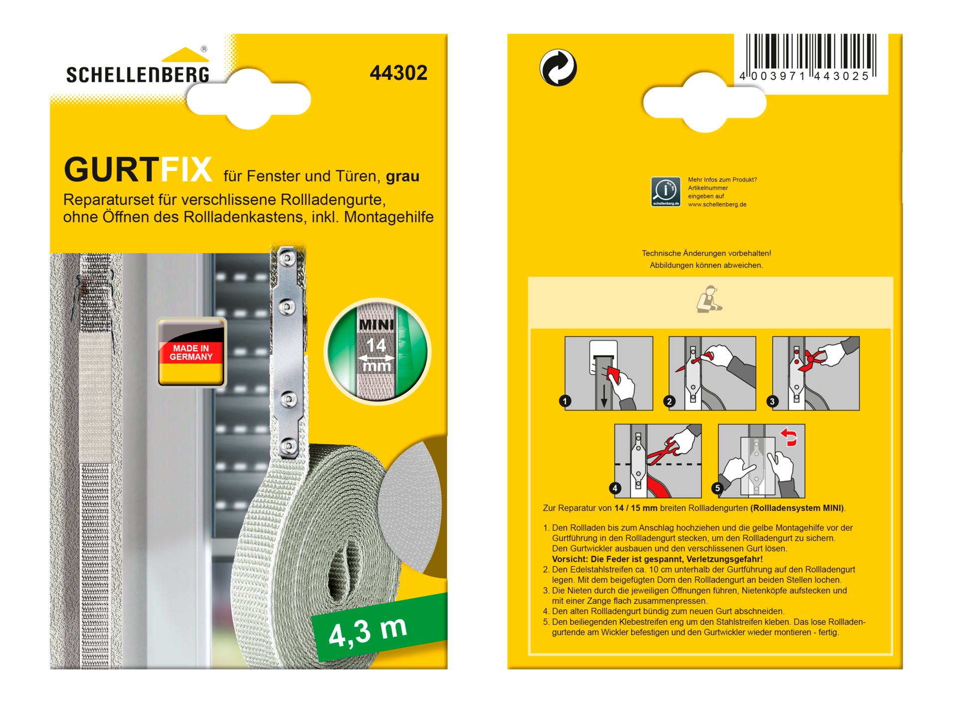 Thumbnail - SCHELLENBERG Reparatur-Set "Rollladen Gurtfix für das Rollladensystem Mini", für alte Gurtbänder in unterschiedlichen Fa...