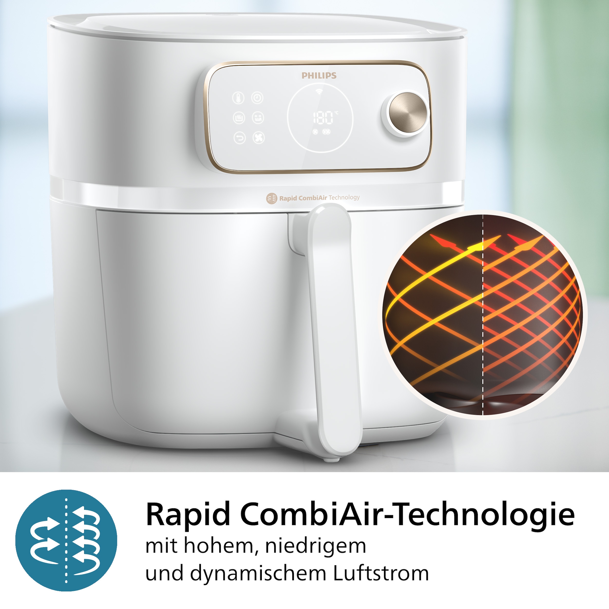 Philips Heißluftfritteuse »Airfryer XXL Kombi HD9876/90, mit 8,3 l, Rapid CombiAir Technologie«, 2200 W, Fassungsvermögen 8,3 l, 22 Kochfunktionen, QuickClean und WiFi Konnektivität