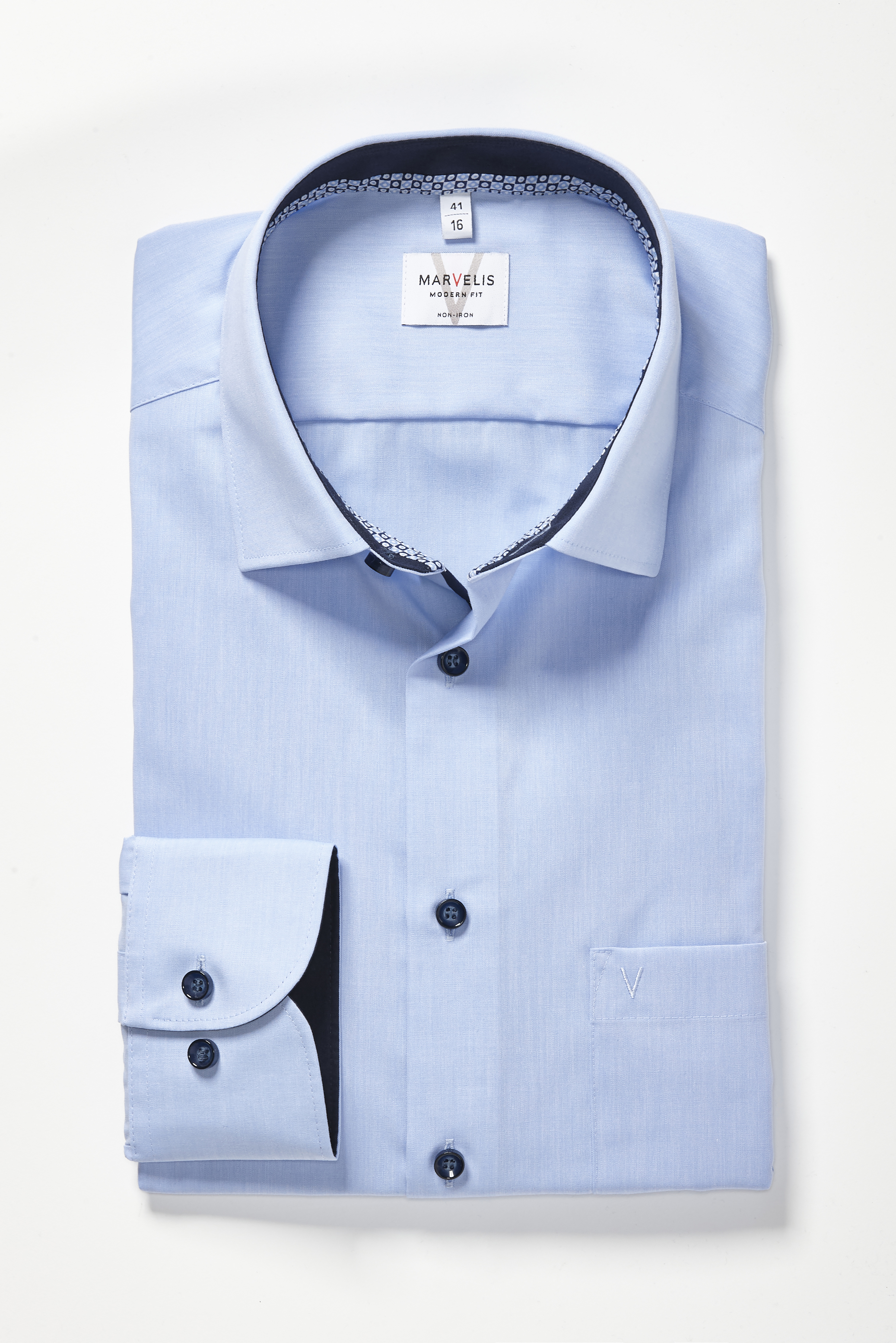MARVELIS Langarmhemd Businesshemd, New-Kentkragen, Modern Fit