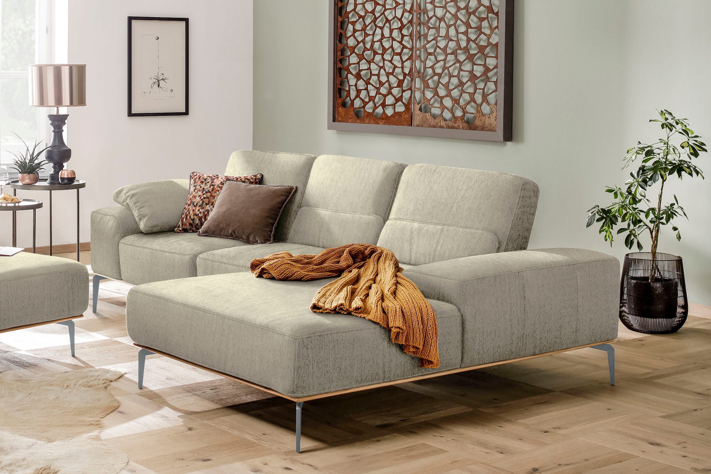 W.SCHILLIG Ecksofa "run", mit elegantem Holzsockel, Füße in Silber matt, Br günstig online kaufen