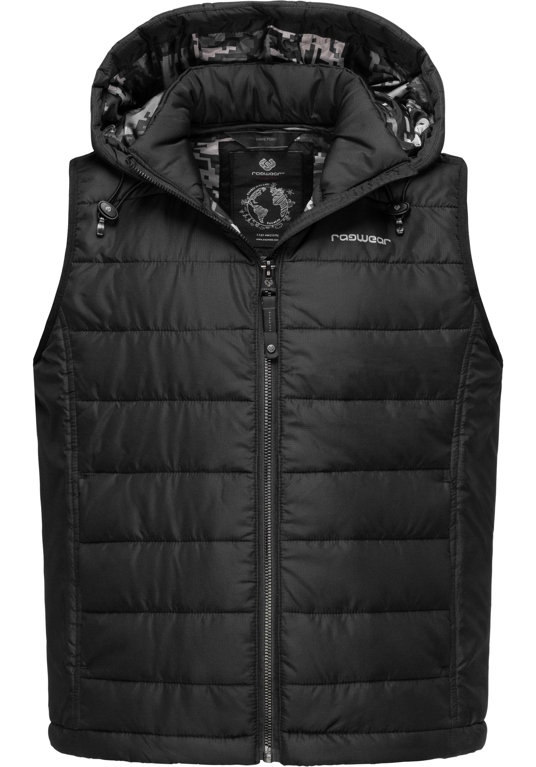 Ragwear Steppweste »Vitek«, sportliche Outdoor-Weste mit abnehmbarer Kapuze