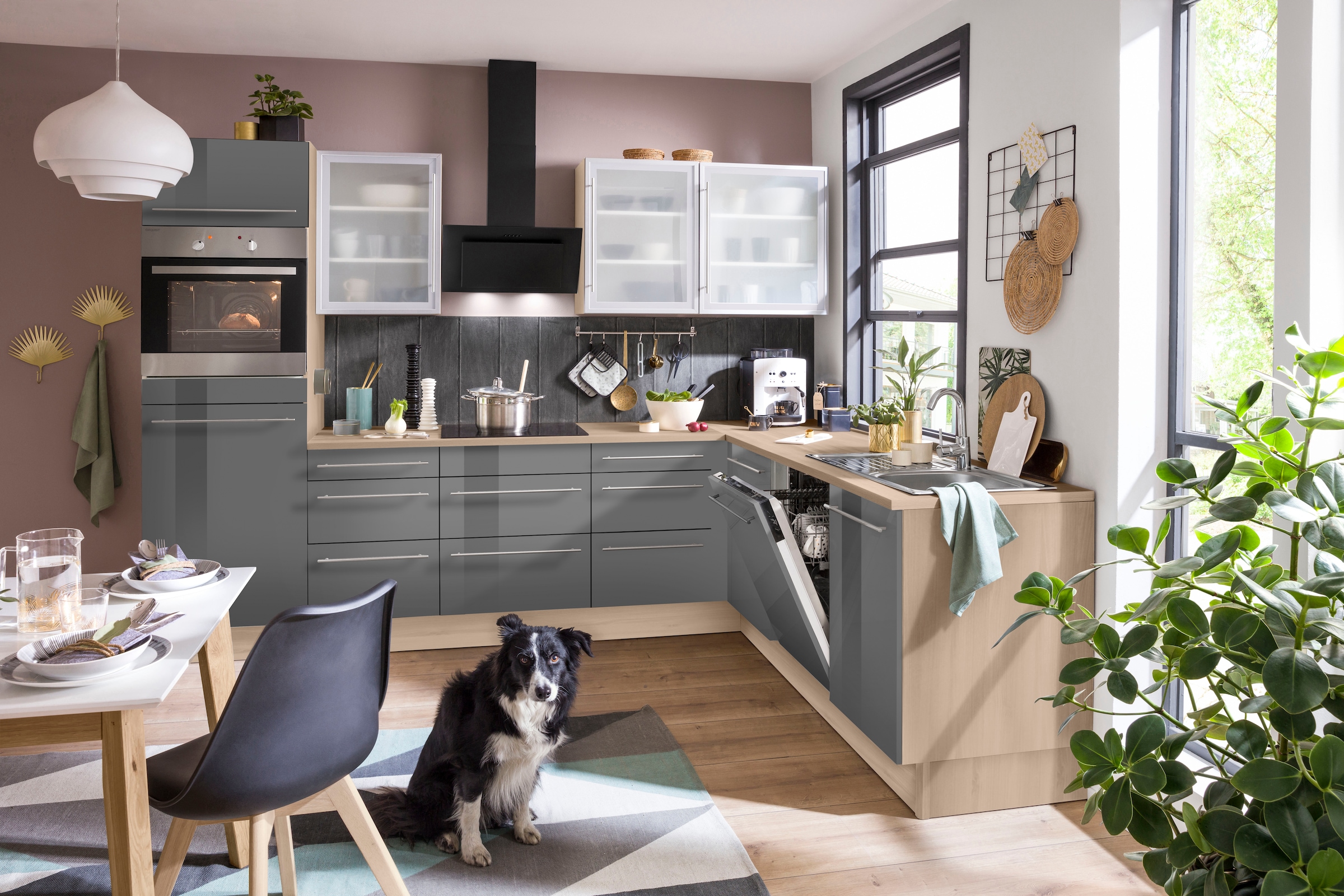 OPTIFIT Winkelküche »Bern«, Stellbreite 285x225 cm, wahlweise mit E-Geräten