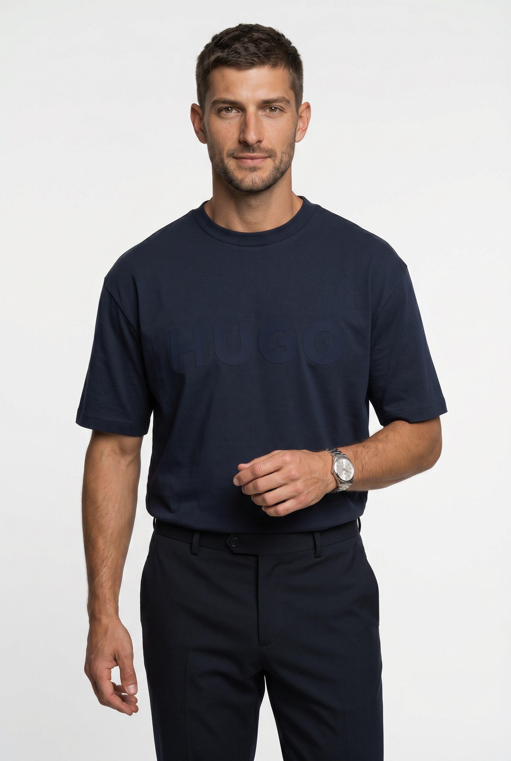 HUGO "Dinkee" Oversized-Fit, reine Baumwolle, Logo-Druck