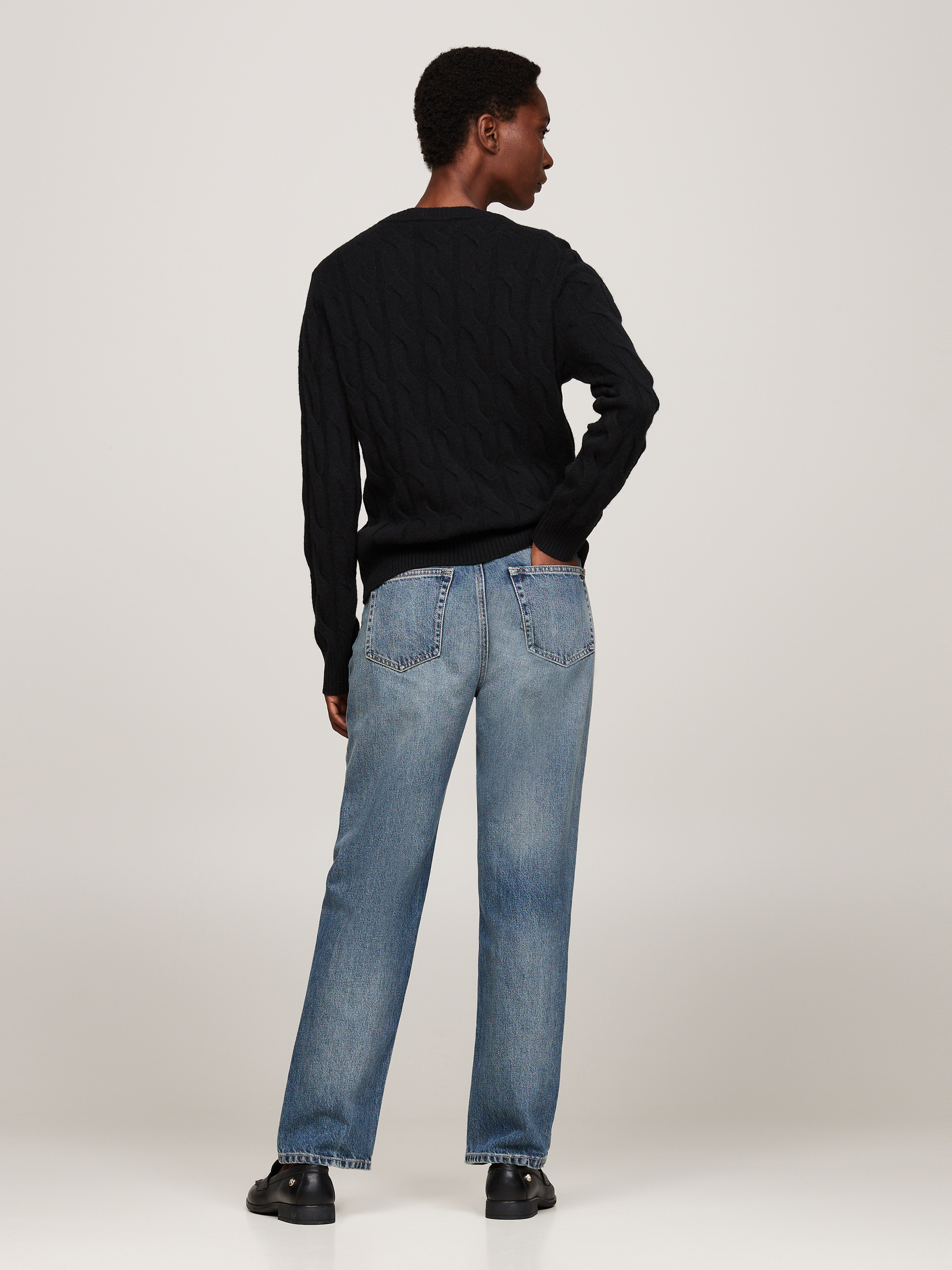 Tommy Hilfiger Strickpullover »SOFT WOOL CABLE C-NK«, mit Zopfmuster, aus reiner Wolle