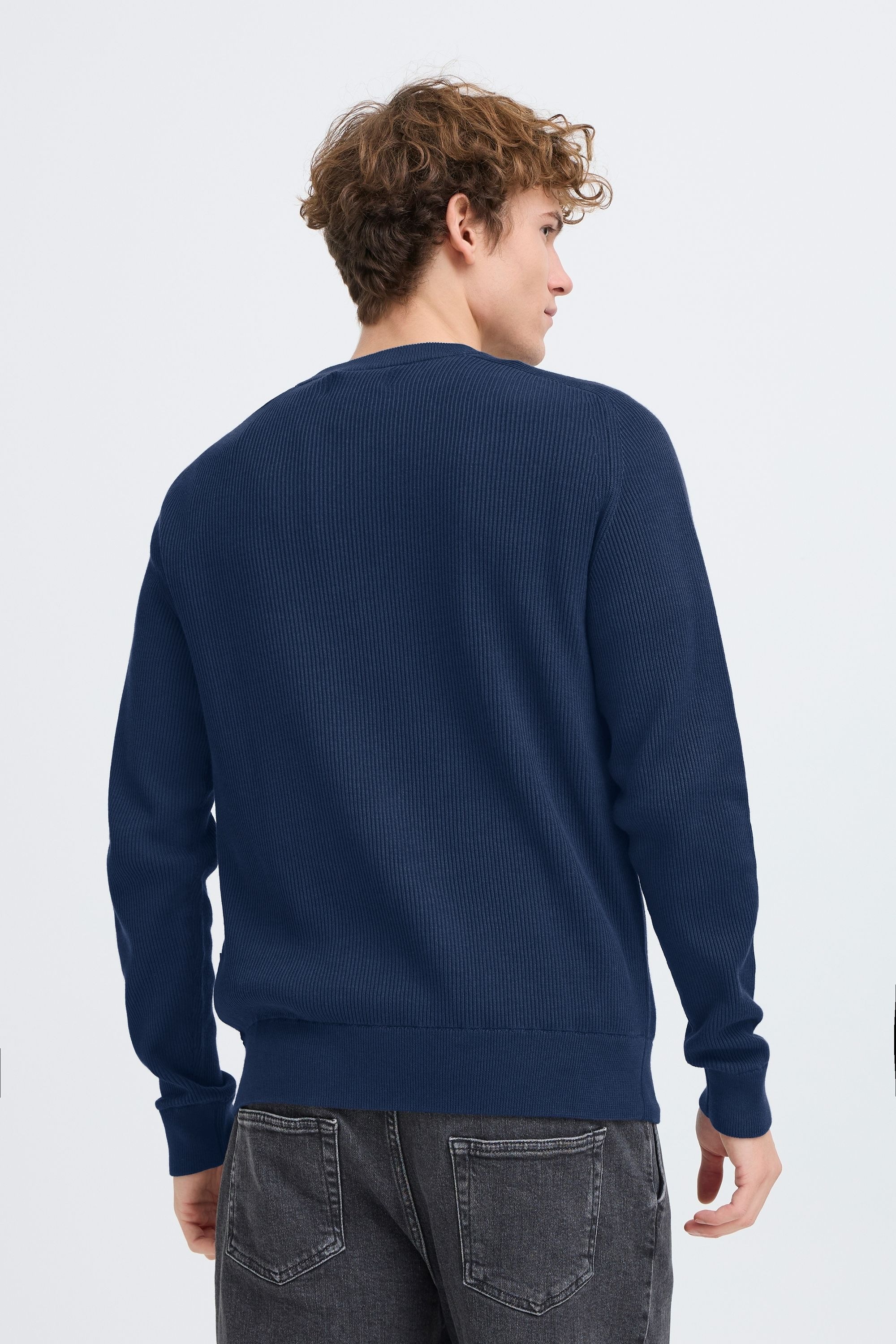 Strickfleece-Pullover CASUAL FRIDAY "Strickpullover CFNordin", Herren, Gr. M, blau (navy blazer), Obermaterial: 100% Baumwolle CO., Pullover 3