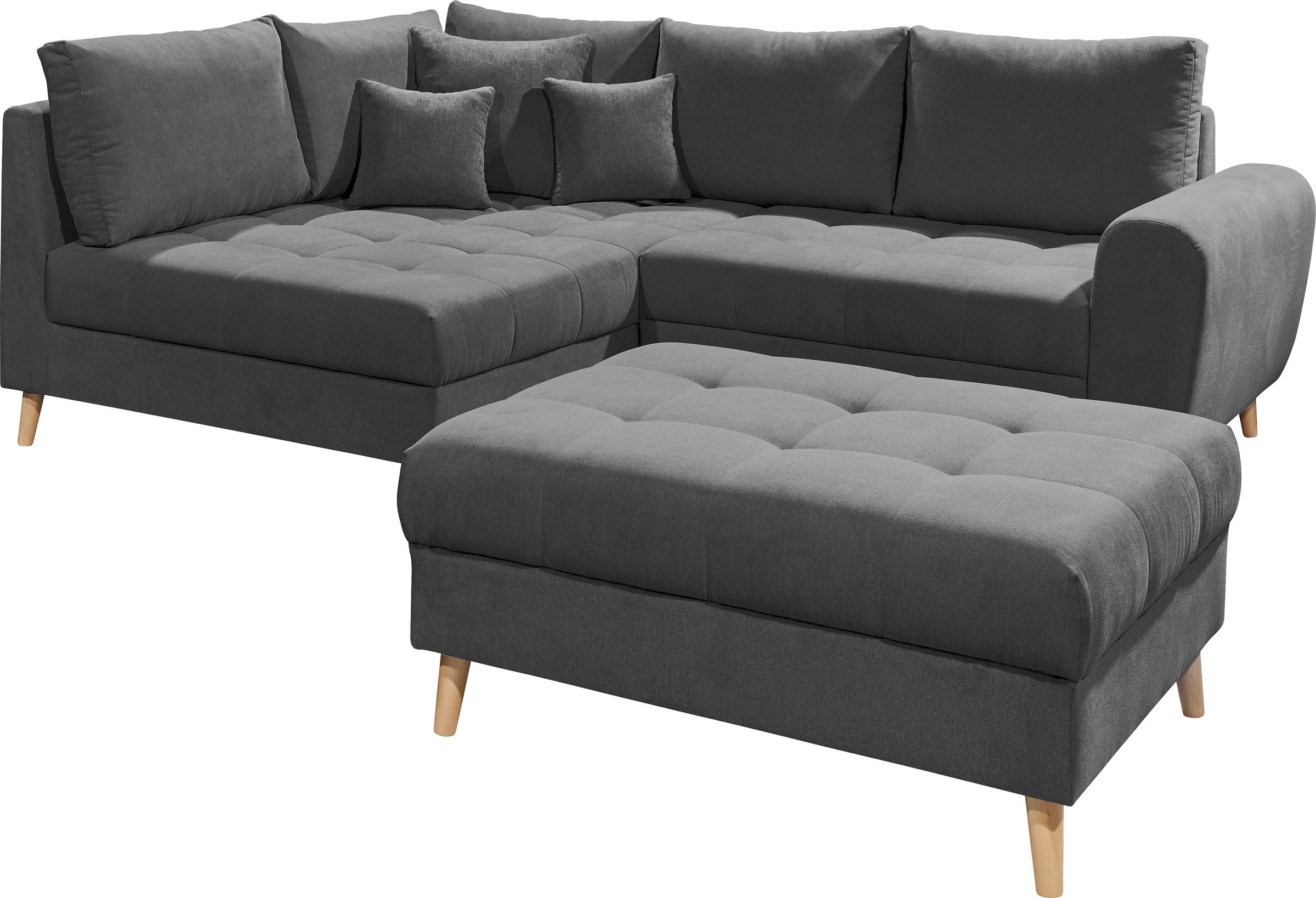 ED EXCITING DESIGN Ecksofa "Alice L-Form", (Set), mit Hocker & 3 Zierkissen günstig online kaufen
