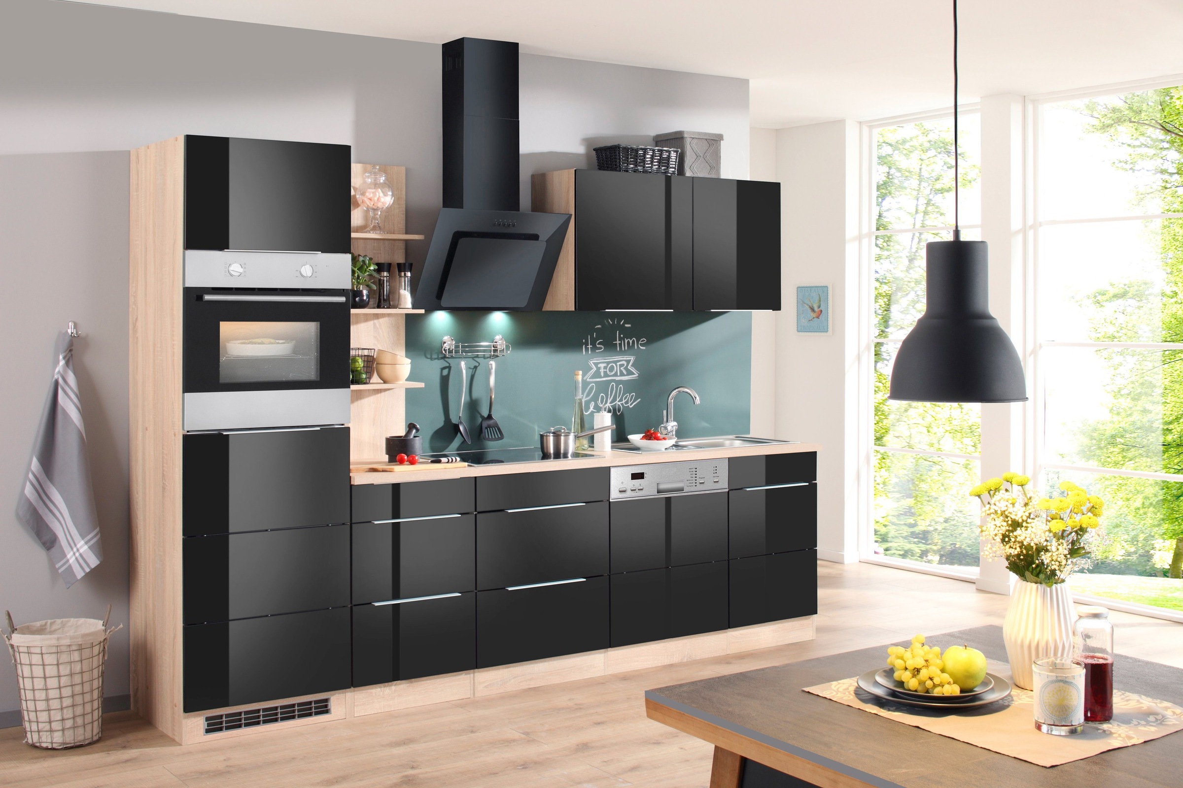 KOCHSTATION Küchenzeile »KS-Brindisi Breite 280 cm«, wahlweise mit E-Geräten und Induktion, mit MDF-Fronten und Regal