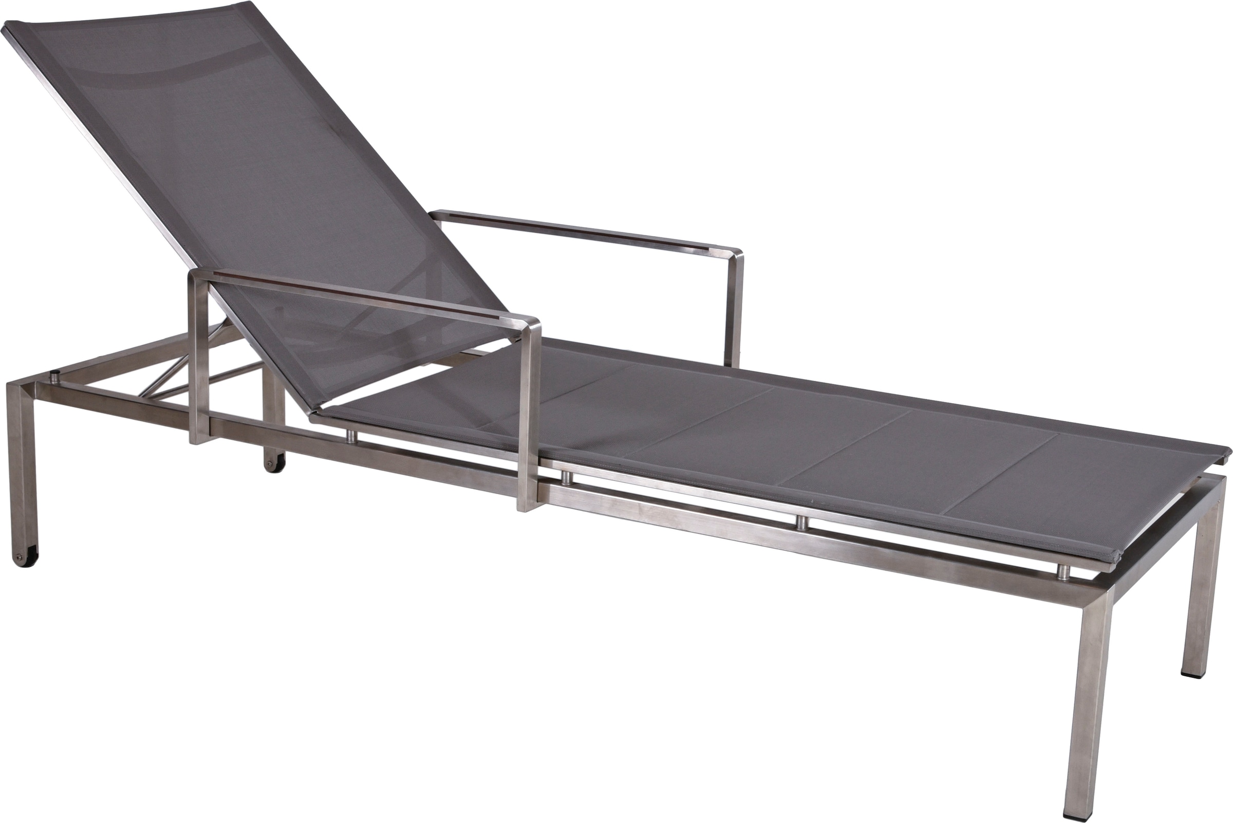 Gartenliege GARDEN PLEASURE "Liege Set »SIENNA«", grau, Obermaterial: 70% PVC, 30% Polyester, Gartenliegen, Gartenliege, Edelstahl, verstellbare Rückenlehne, L: 200 cm