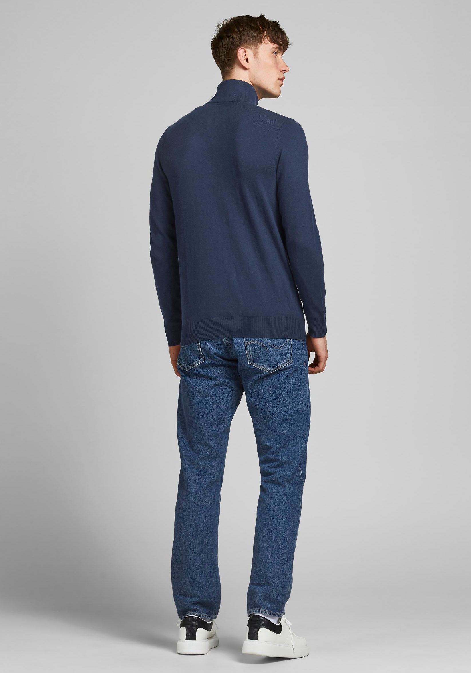 Jack & Jones Strickpullover »EMIL KNIT HALF ZIP«, mit kurzem Reißverschluss im Troyer-Look