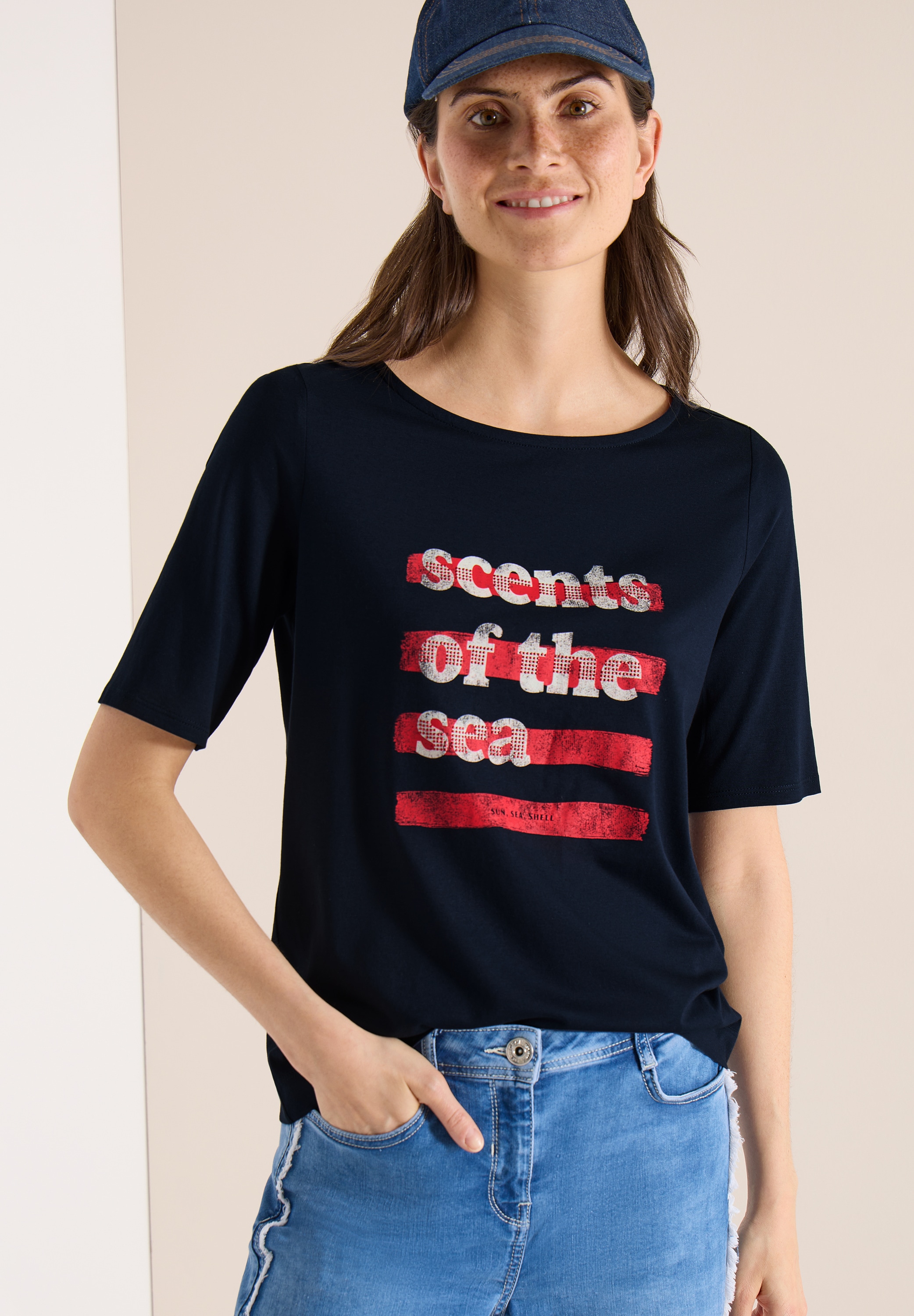 Cecil T-Shirt mit U-Boot-Ausschnitt