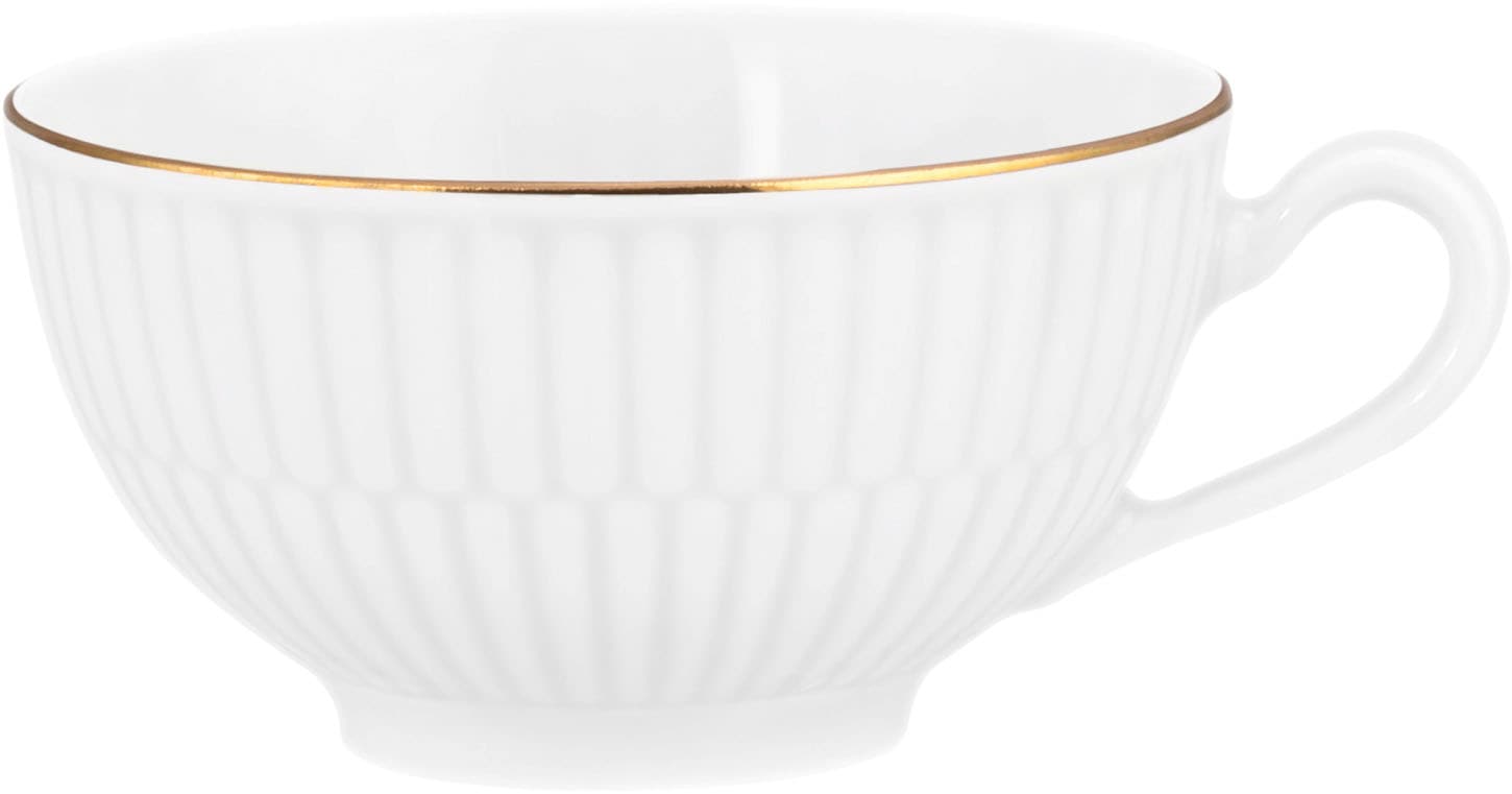 Seltmann Weiden Geschirr-Set »Teeservice 18-teilig klein Amina weiß mit Goldrand« Teller, Tassen, weiß, Amina