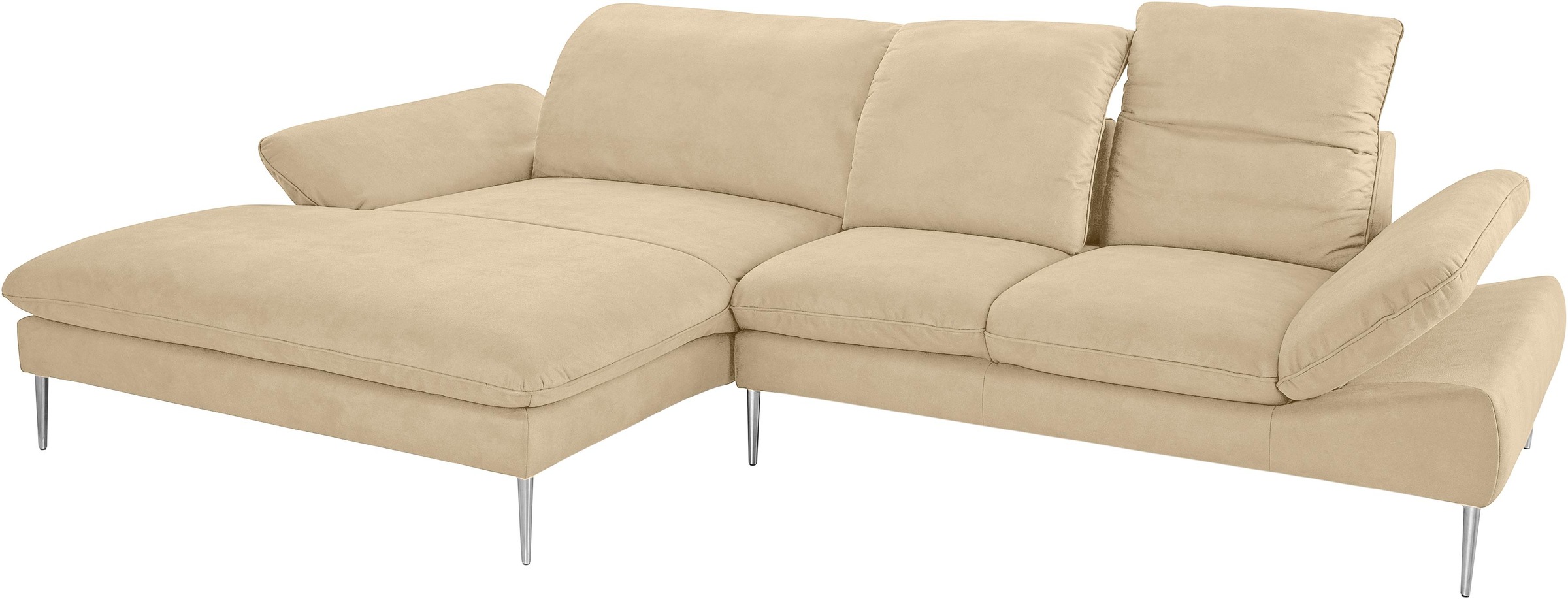 W.SCHILLIG Ecksofa »enjoy&MORE, Designsofa, elegant und bequem, L-Form«, mit Sitztiefenverstellung, Füße Chrom glänzend, Breite 310 cm