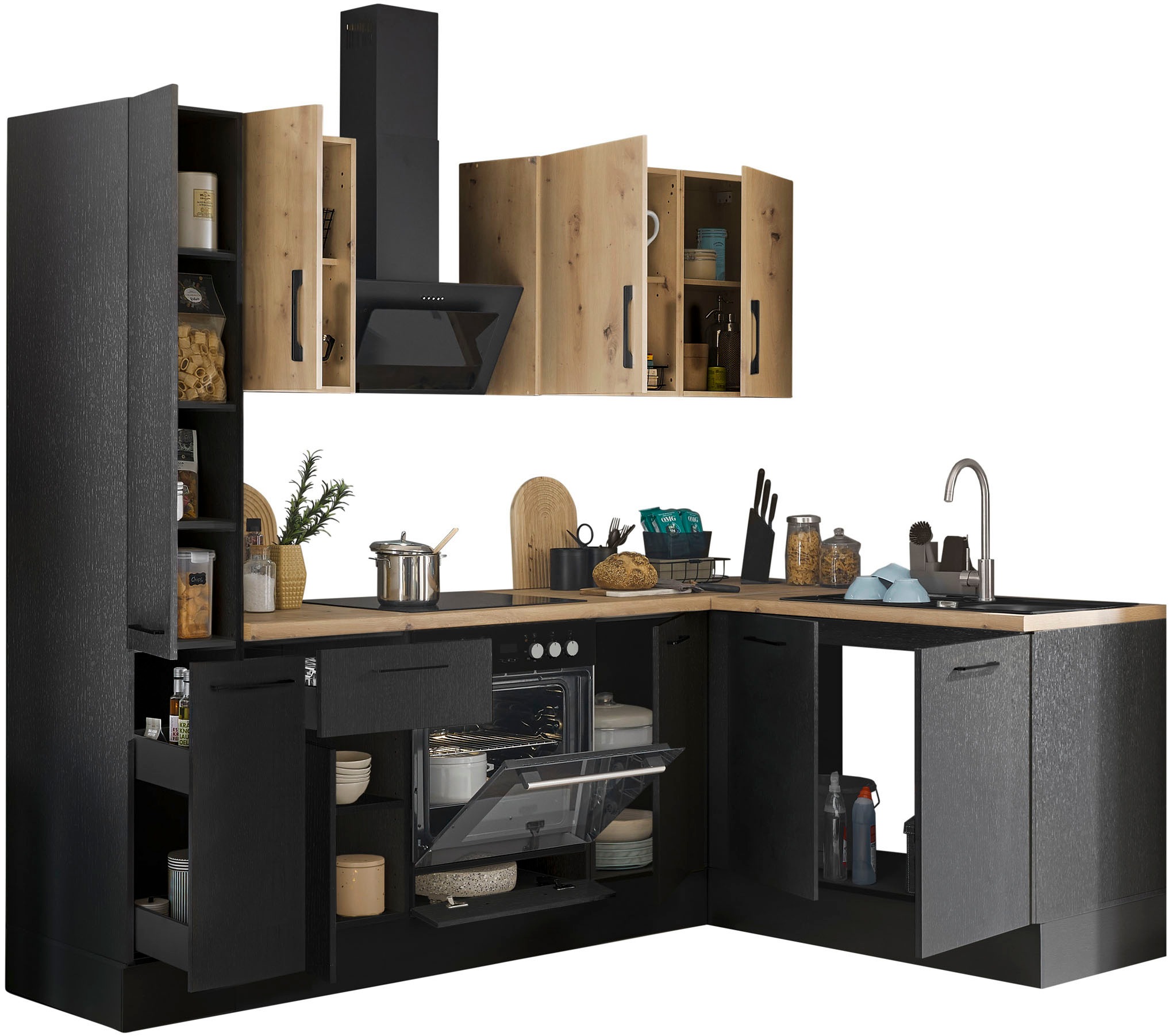 BASIC by Balculina Winkelküche »Turin«, Stellbreite 240x175 cm, wahlweise mit E-Geräten
