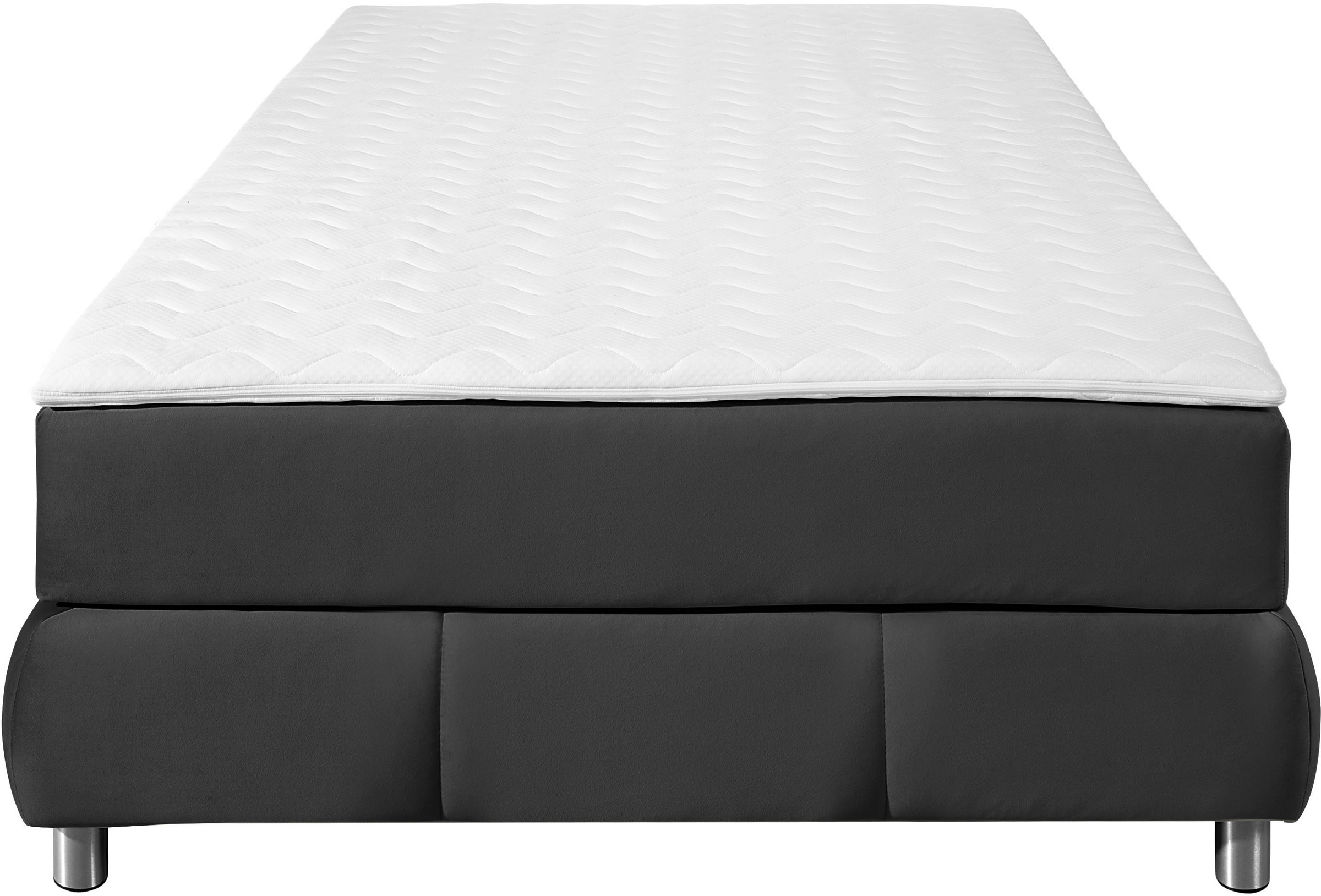Boxspringbett HOME AFFAIRE "Salo", grau (anthrazit), B:126cm L:206cm, Komplettbetten, Boxspringbett, Ohne Kopfteil, inkl. Topper, auch in Überlänge 220 cm 2