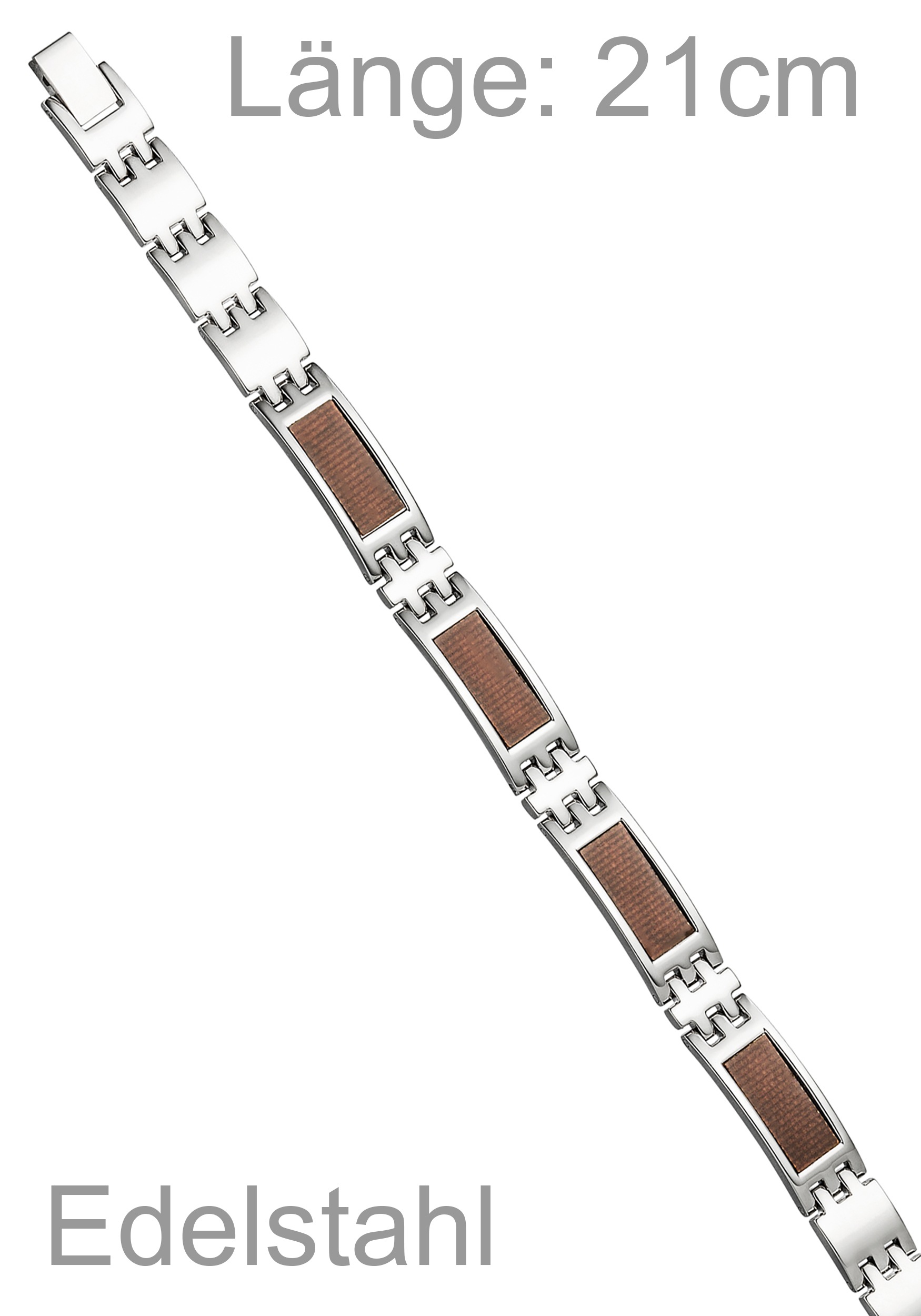 JOBO Armband »Herrenarmband« Edelstahl mit Carbon braun 21 cm