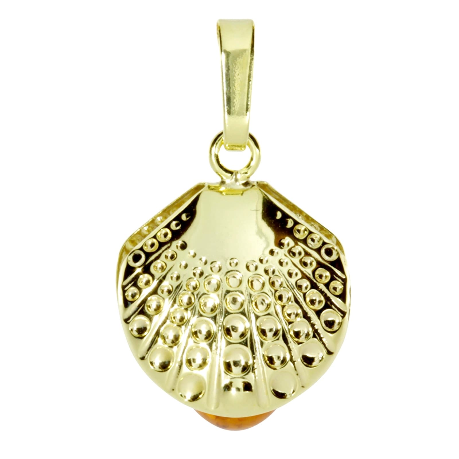 Kettenanhänger OSTSEE-SCHMUCK "- Muschel - Gold 333/000 - Bernstein" Gr. 21, gold (gold 333, goldfarben, gelb), Schmuckanhänger, Damen, Gelbgold 333, Kettenanhänger