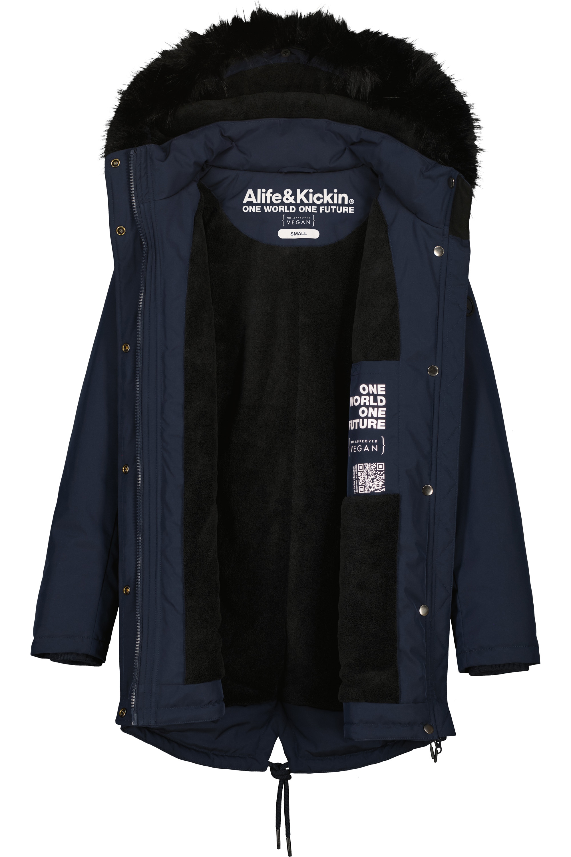 Alife & Kickin Winterjacke »Damen KierseyAK A«, Kurzer Mantel mit weichem Teddy-Innenfutter und abnehmbarer Kapuze