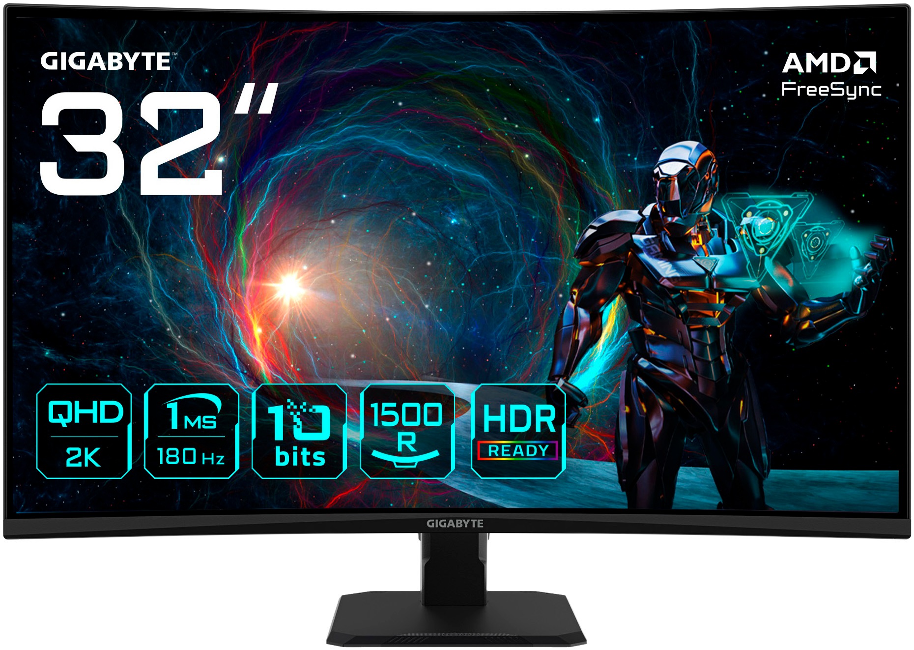GAMEMAX Gaming-PC-Komplettsystem »GigaDeal AERIS GB 2804 AMD Ryzen 7 5700X 32GB 1TB SSD RTX 5060Ti« 32 ″ AMD Ryzen 7 GeForce RTX™ 5060 Ti 32 GB RAM 1.000 GB SSD Windows 11 + Gigabyte GS32QCA LED-Monitor Curved, 80 cm 32"