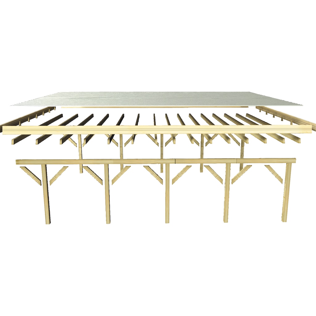 Karibu Doppelcarport »Classic 1«, Holz, 540 cm, braun