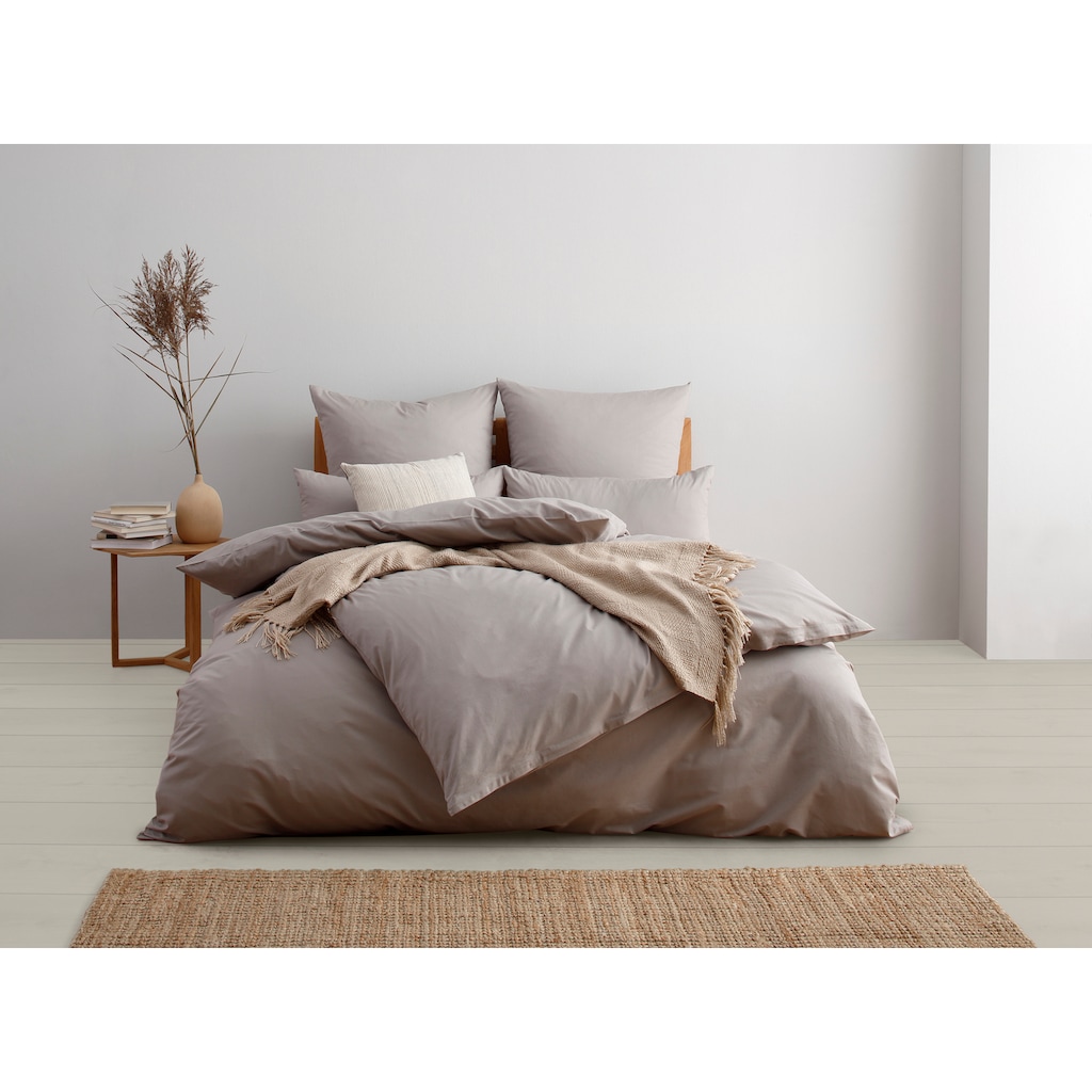 OTTO products Bettwäsche »Neele, GOTS zertifizierte Bettwäsche, in der Qualität Renforcé, atmungsaktiv, Flächengewicht 115 g/m², hergestellt aus 100% Bio-Baumwolle, Bett- und Kopfkissenbezug mit Reißverschluss, in uni Design«, (2 tlg.)