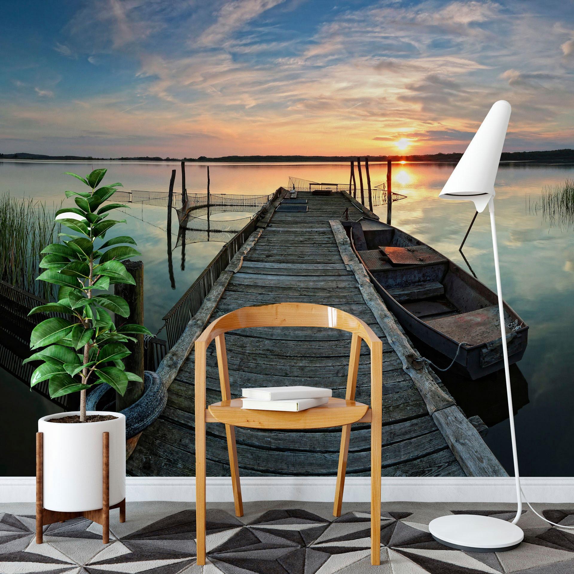 BAUR | »Sunset the lake« günstig Wall-Art Vliestapete at