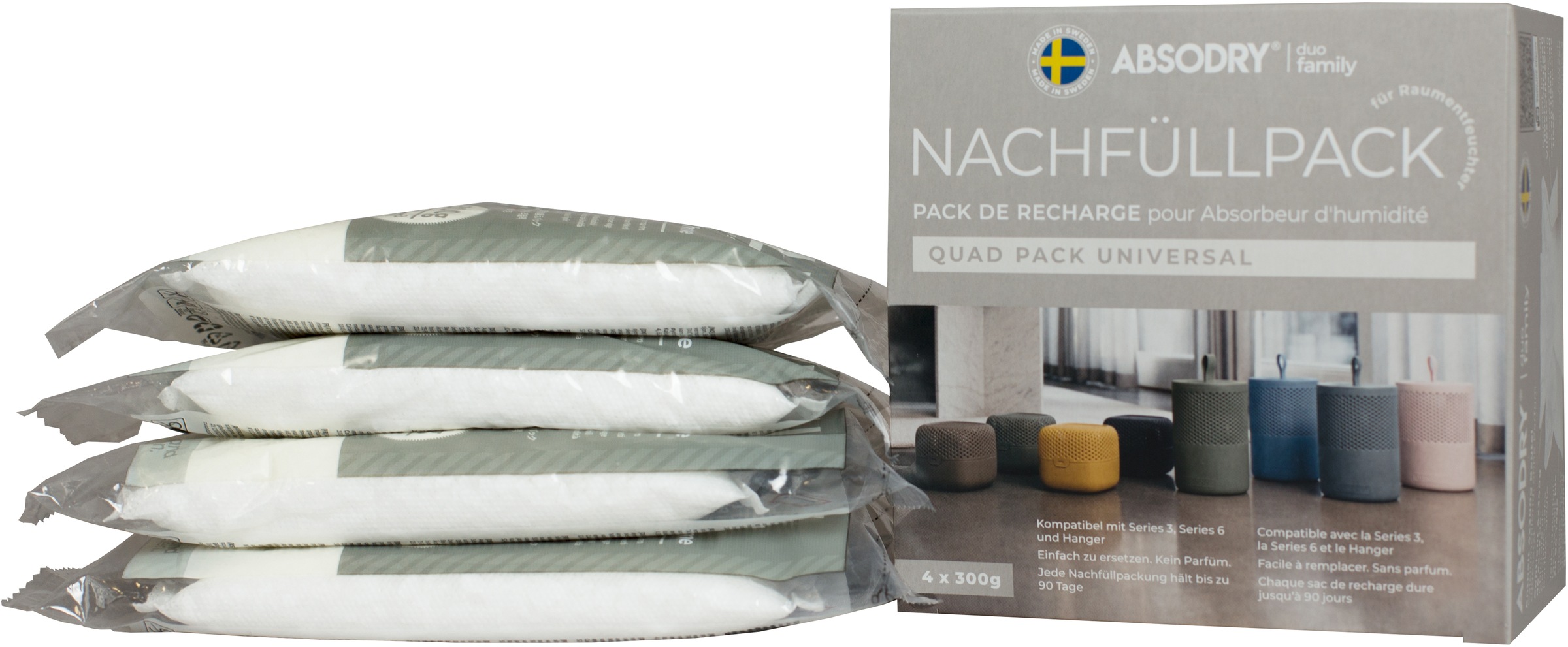 Absodry duo family Luftentfeuchter-Nachfüllpack (4 St.) e...