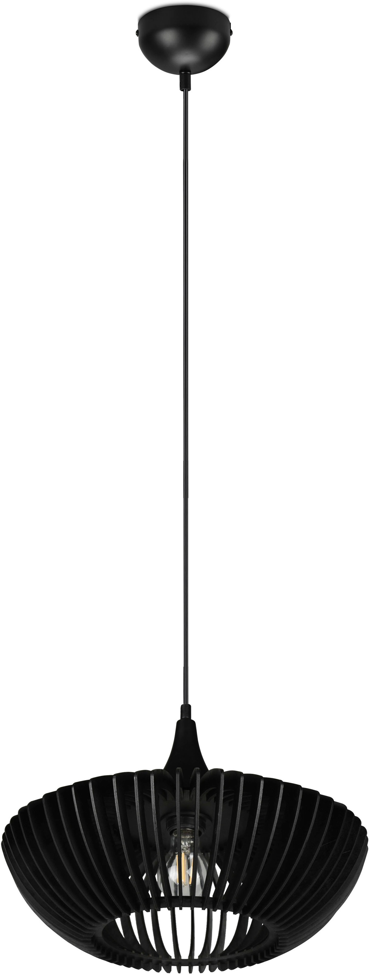 TRIO Leuchten Pendelleuchte »Colino«, 1 flammig-flammig, Hängelampe mit Holzschirm Ø40cm höhenverstellbar bis 150cm, exkl 1xE27