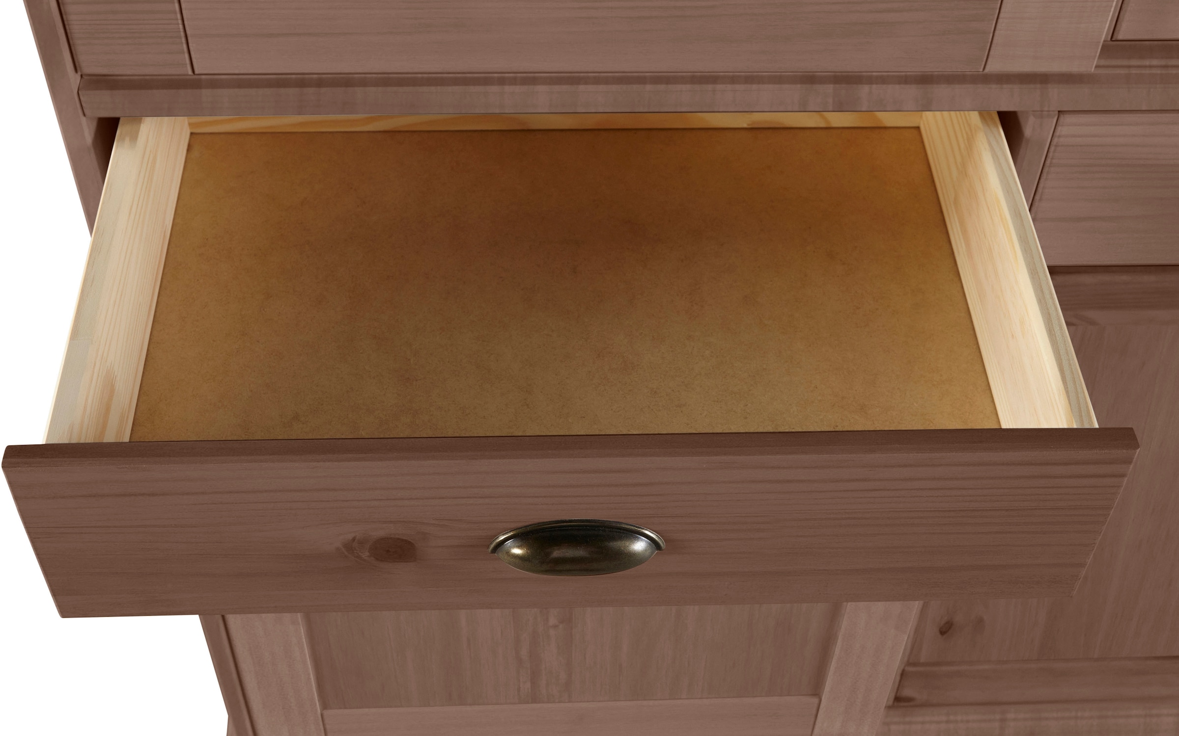 Home affaire Highboard »Schröder«, Vitrine aus massivem Kiefernholz, Breite 114 cm