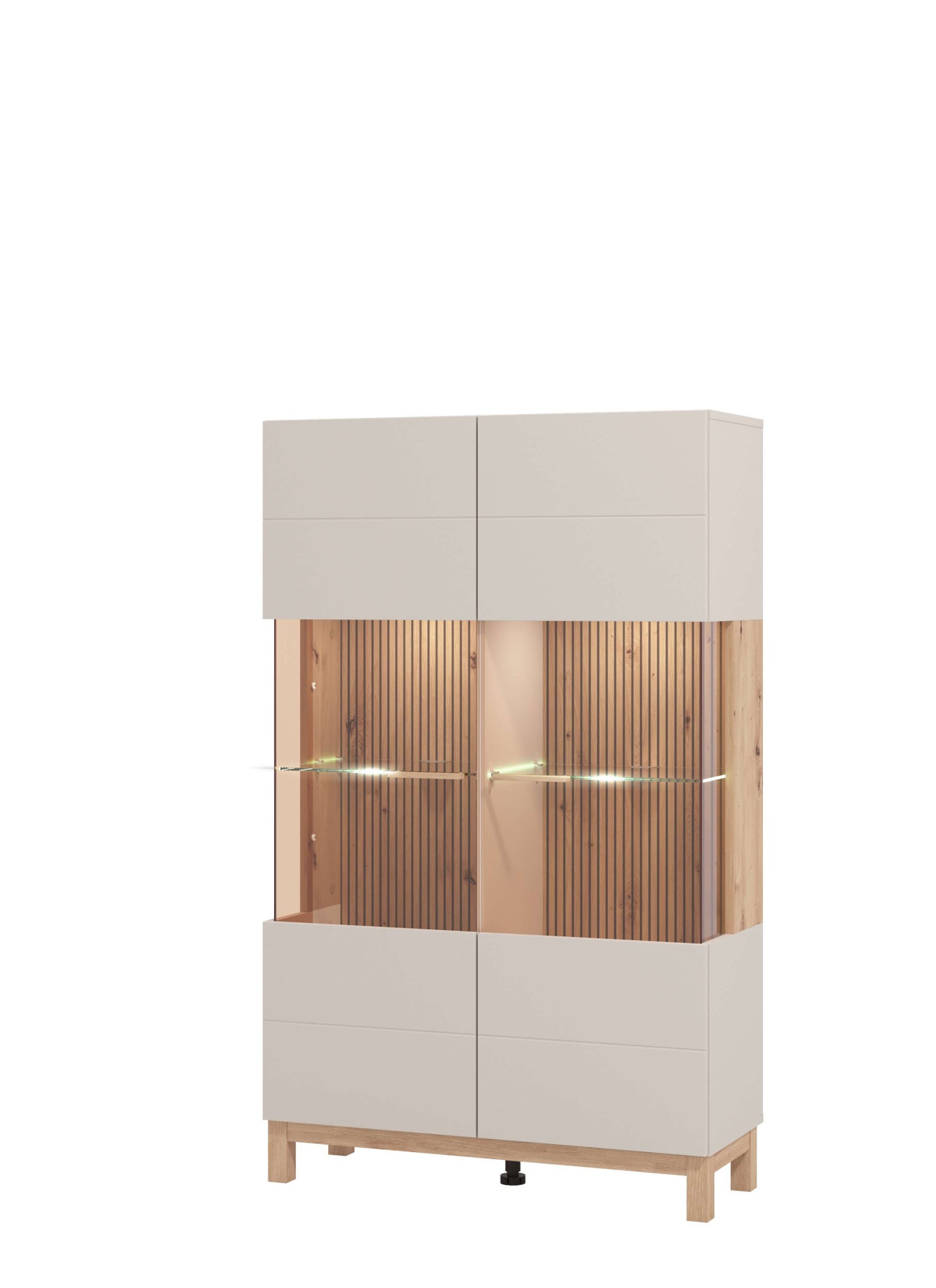 Home affaire Highboard »Essex, Hochkommode, Vitrine, Glasvitrine, Kombi-Highboard« Modernes Highboard in Kaschmir mit Glasfront & Lamellen-Optik