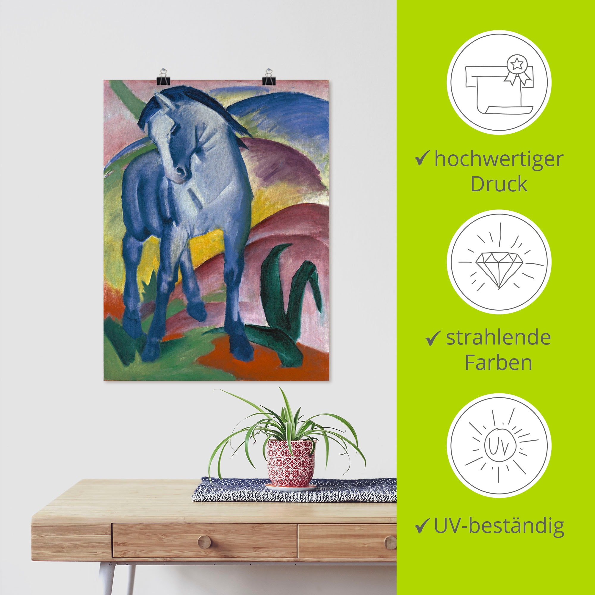 Artland Wandbild »Blaues Pferd I. 1911.«, Haustiere, (1 St.), als Alubild, Outdoorbild, Leinwandbild, Poster, Wandaufkleber