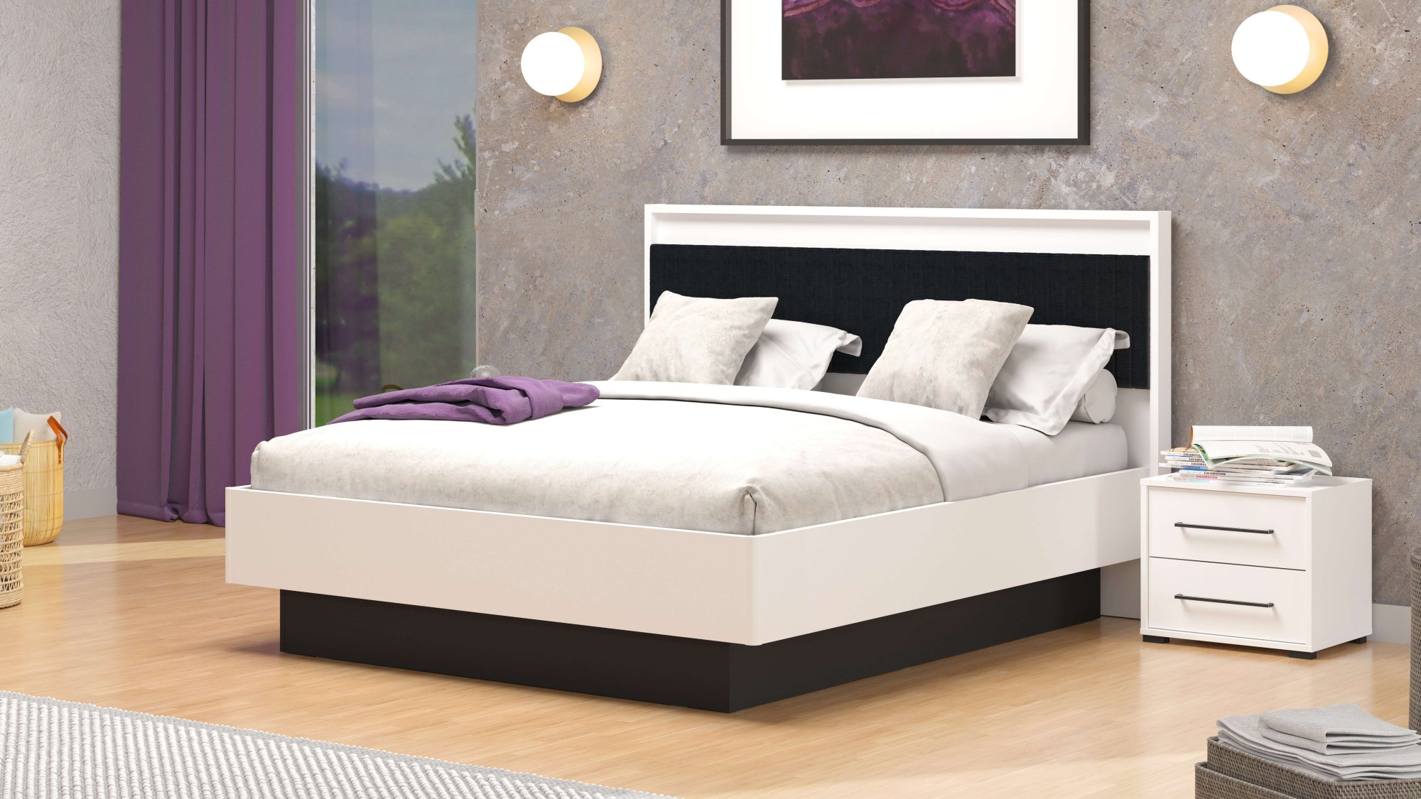 INOSIGN Bettgestell »Ascalon, gepolstertes Kopfteil, bezogen mit weichem Cordstoff«, Liegeflächen 160 oder 180x200 cm, FSC® -zertifizierter Holzwerkstoff