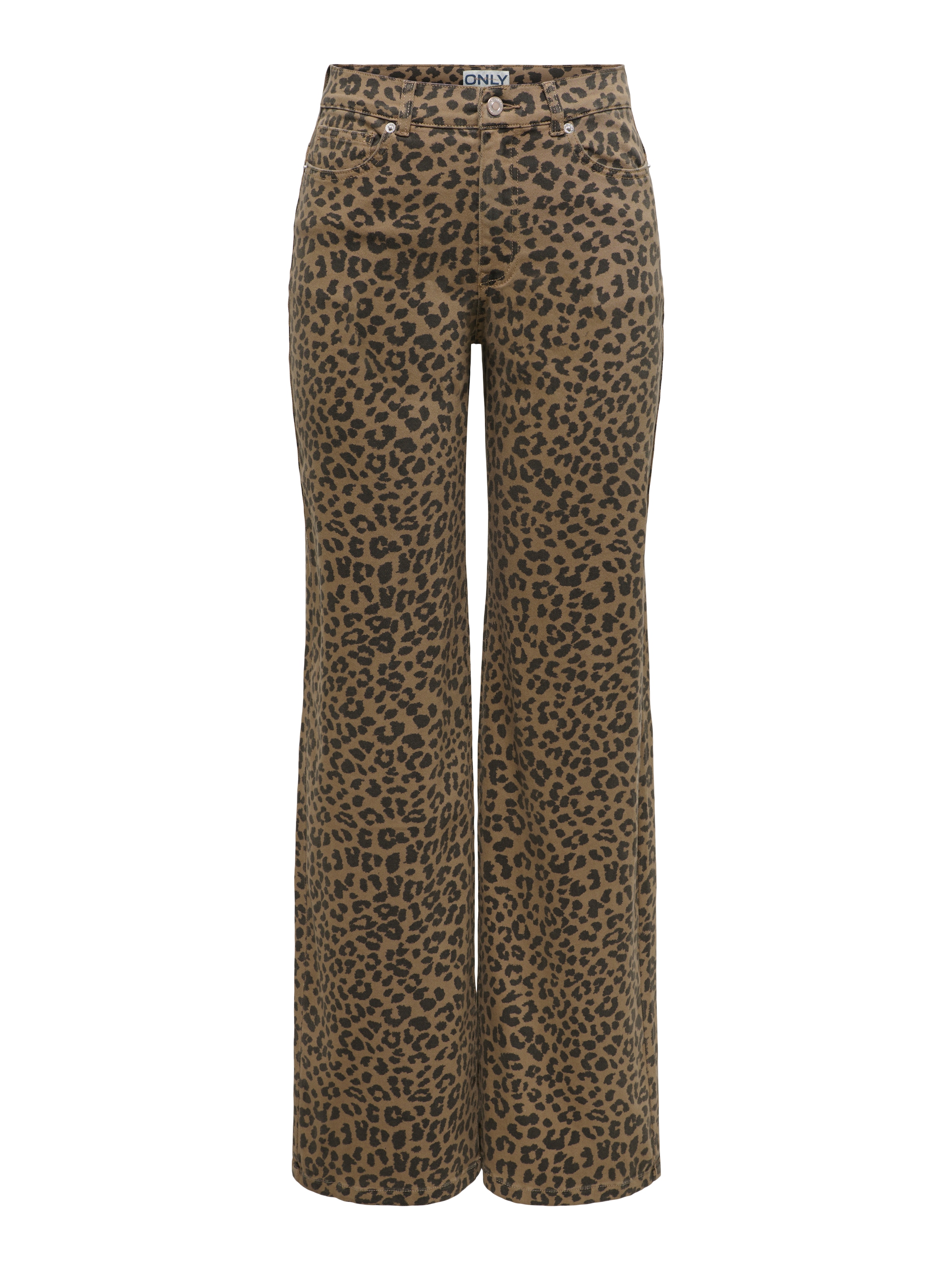 Only High-waist-Jeans "Onlmadison Hw Wide Animal Pant Cc Pnt" Baumwollmischung