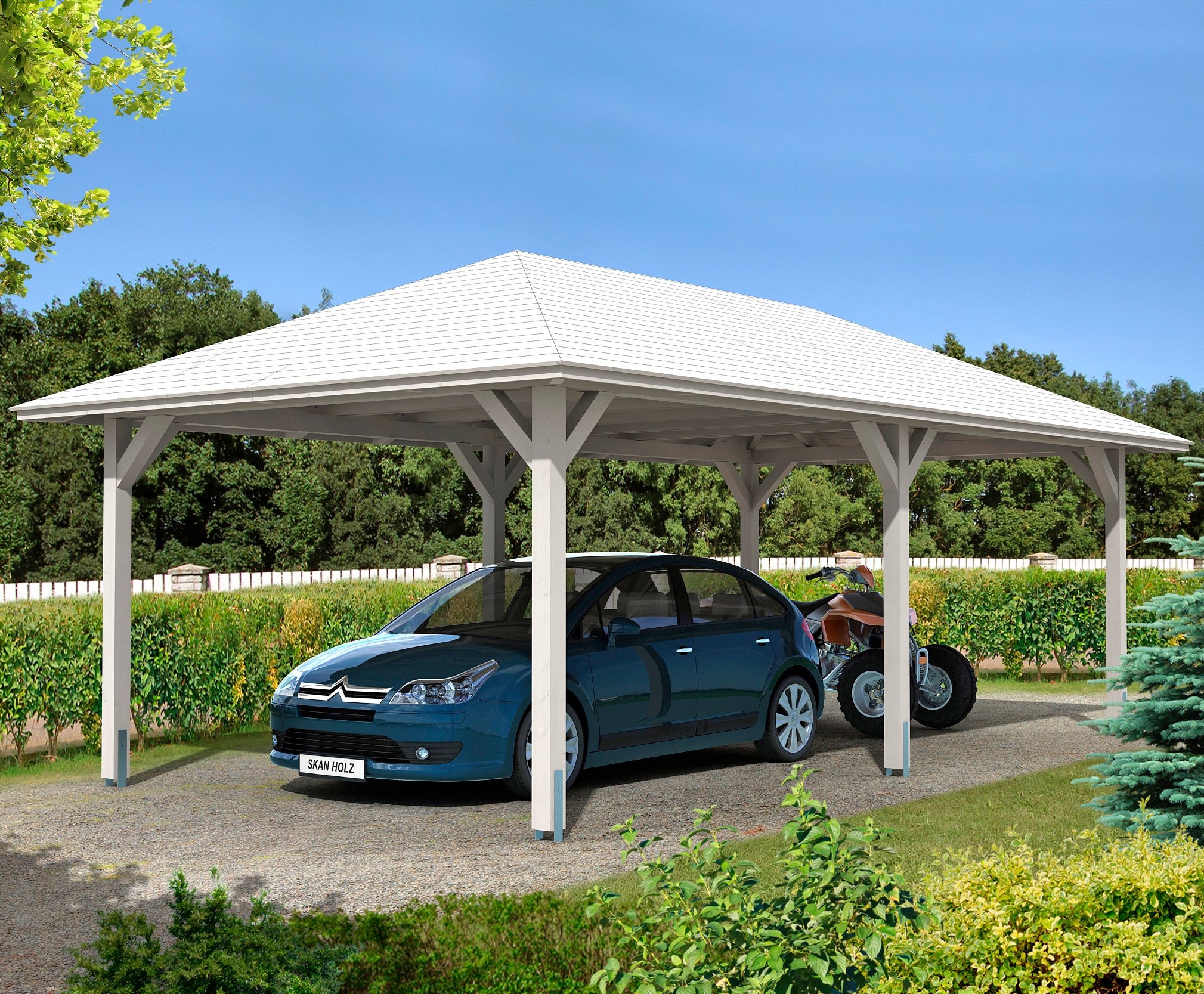 Skanholz Einzelcarport "Taunus" Leimholz 335 cm weiß