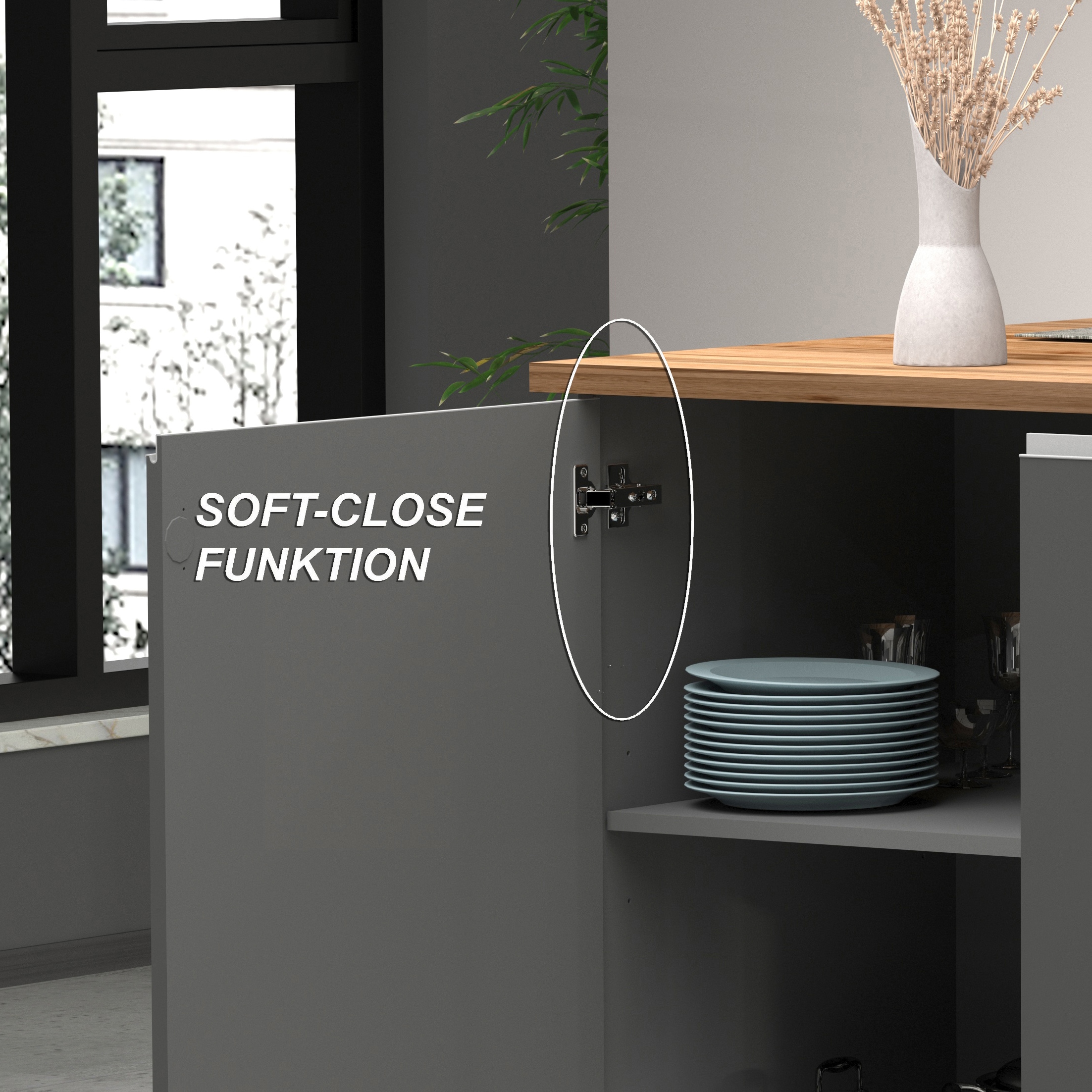 KOCHSTATION Kücheninsel »Sole,Kochinsel,Küchenarbeitsblock,Inselküche,Arbeitsinsel«, Breite 160 cm mit 2 Türen,4 Fächer, Arbeitsplatte, Aluminiumgriff