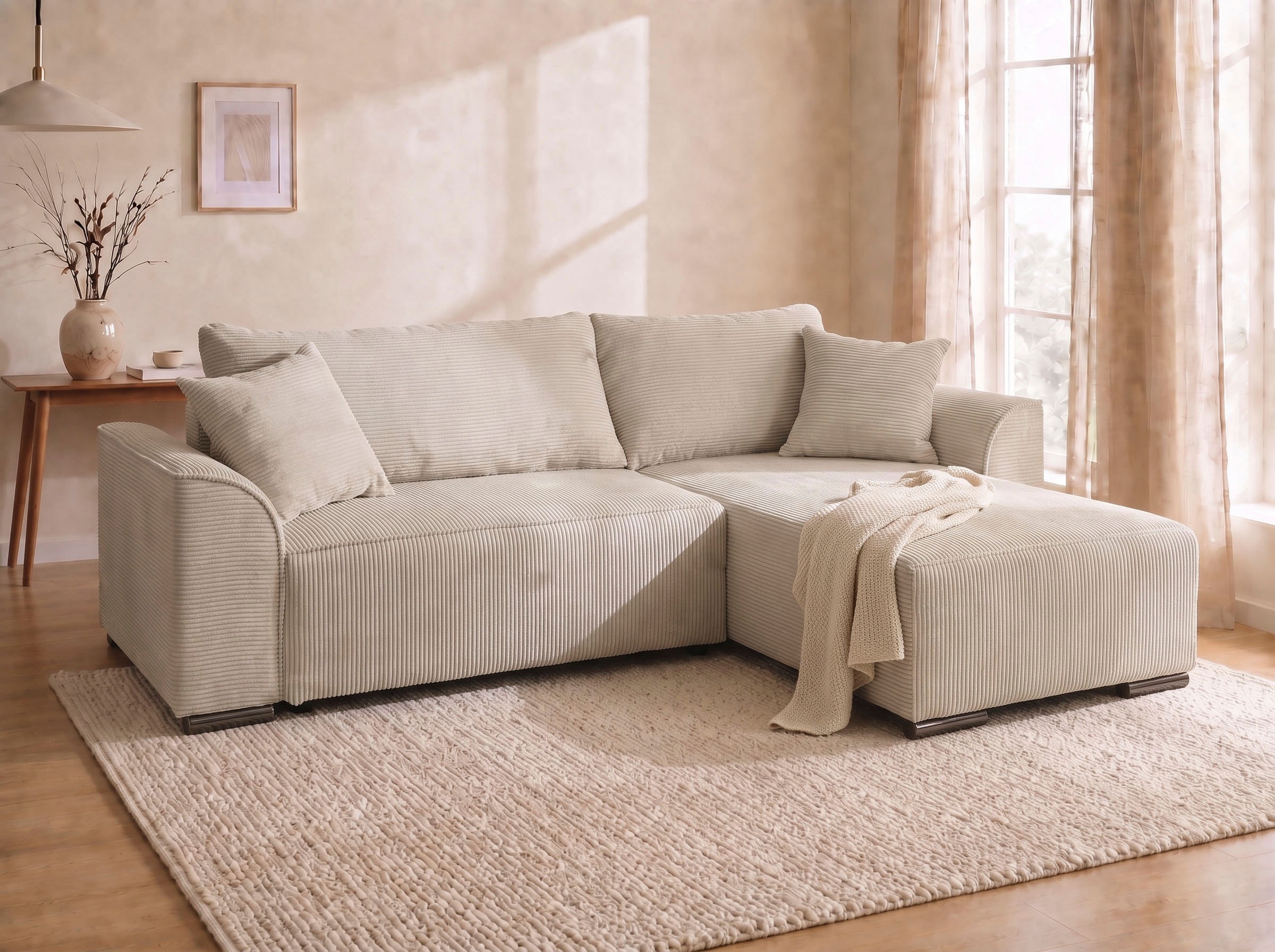 COLLECTION AB Ecksofa "Sara L-Form, B: 236 cm, Schlaffunktion, Bettkasten, optional Topper" Bonnellfederkern, Liegefl. 116x190 cm, Couch als Schlafsofa