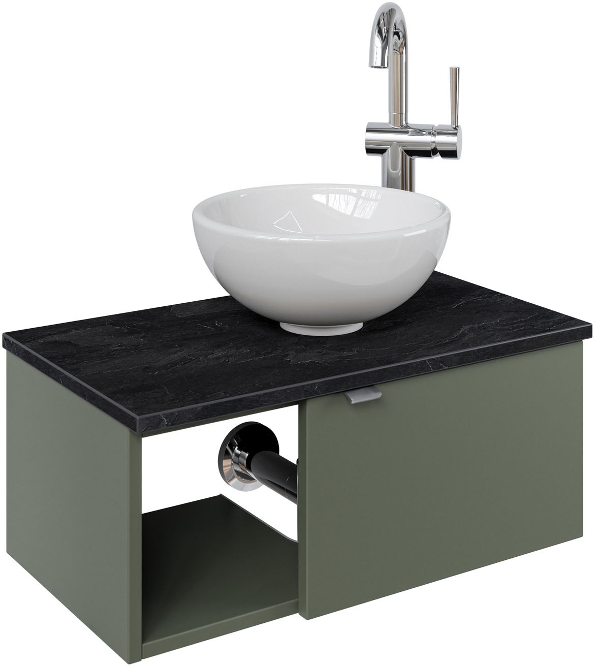 Saphir Waschtisch »Serie 6915 Waschschale mit Unterschrank für Gästebad, Gäste WC«, 61 cm mit Keramik-Aufsatzbecken, 1 Tür und 1 Fach