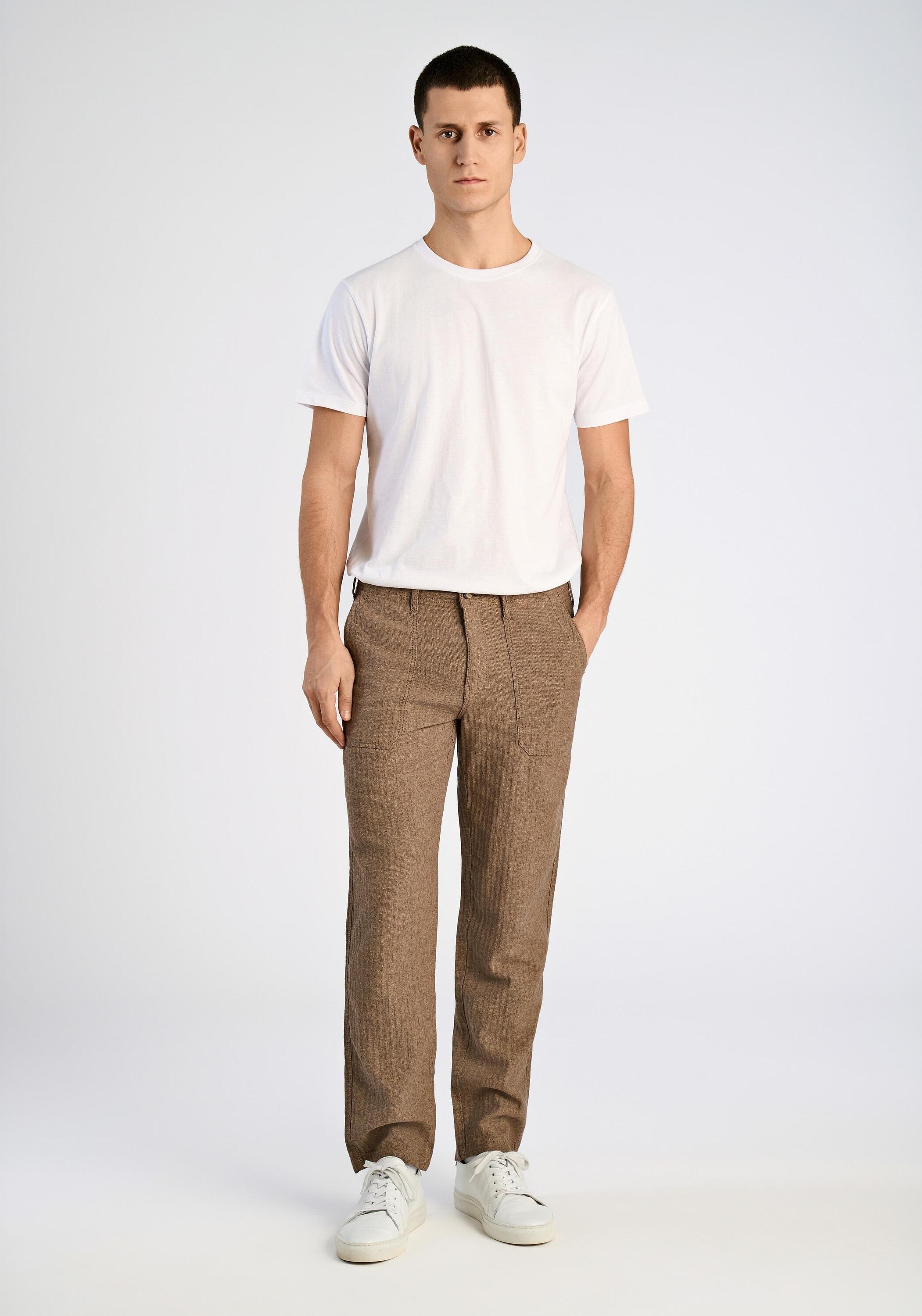 Lindbergh Linen Trousers Relaxed Fit Gray M 3